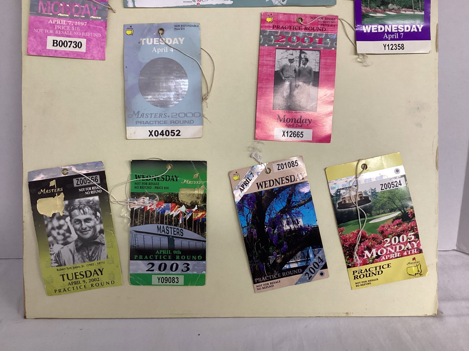 Masters Golf Practice Round Badges Mounted on Board - 3
