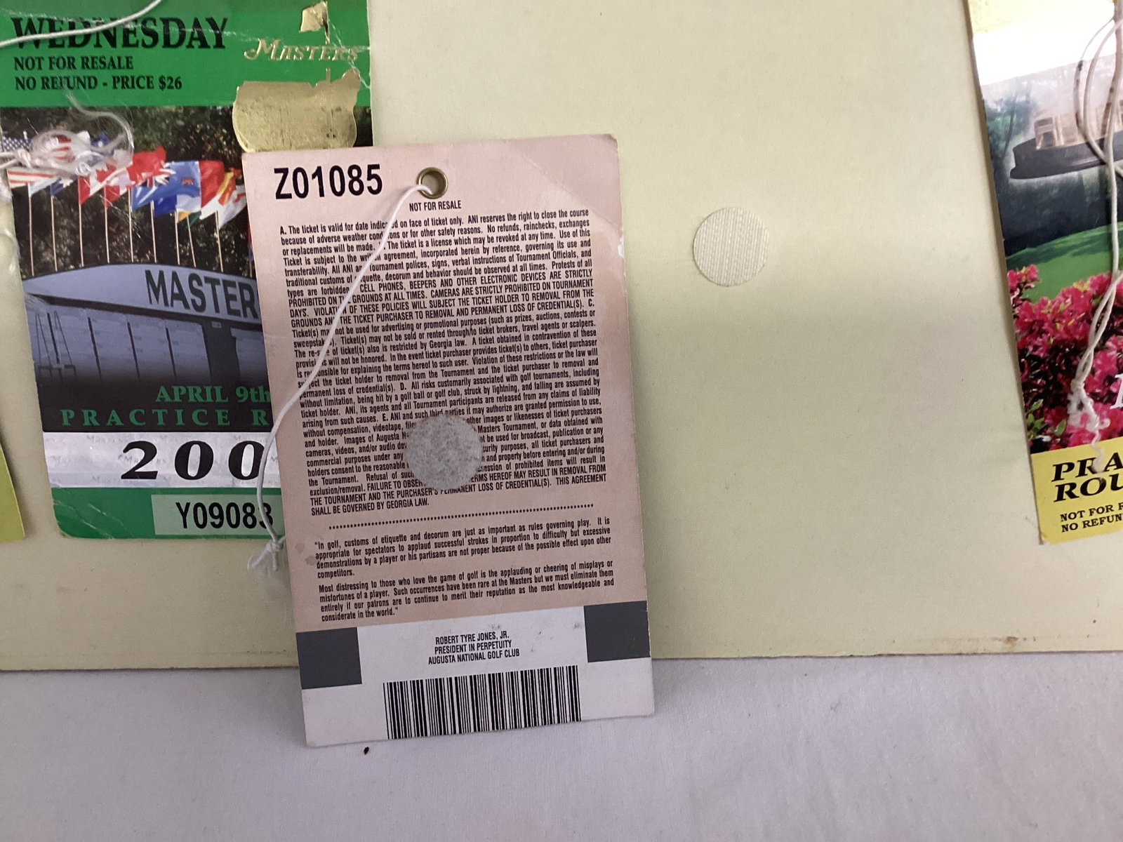 Masters Golf Practice Round Badges Mounted on Board - 4