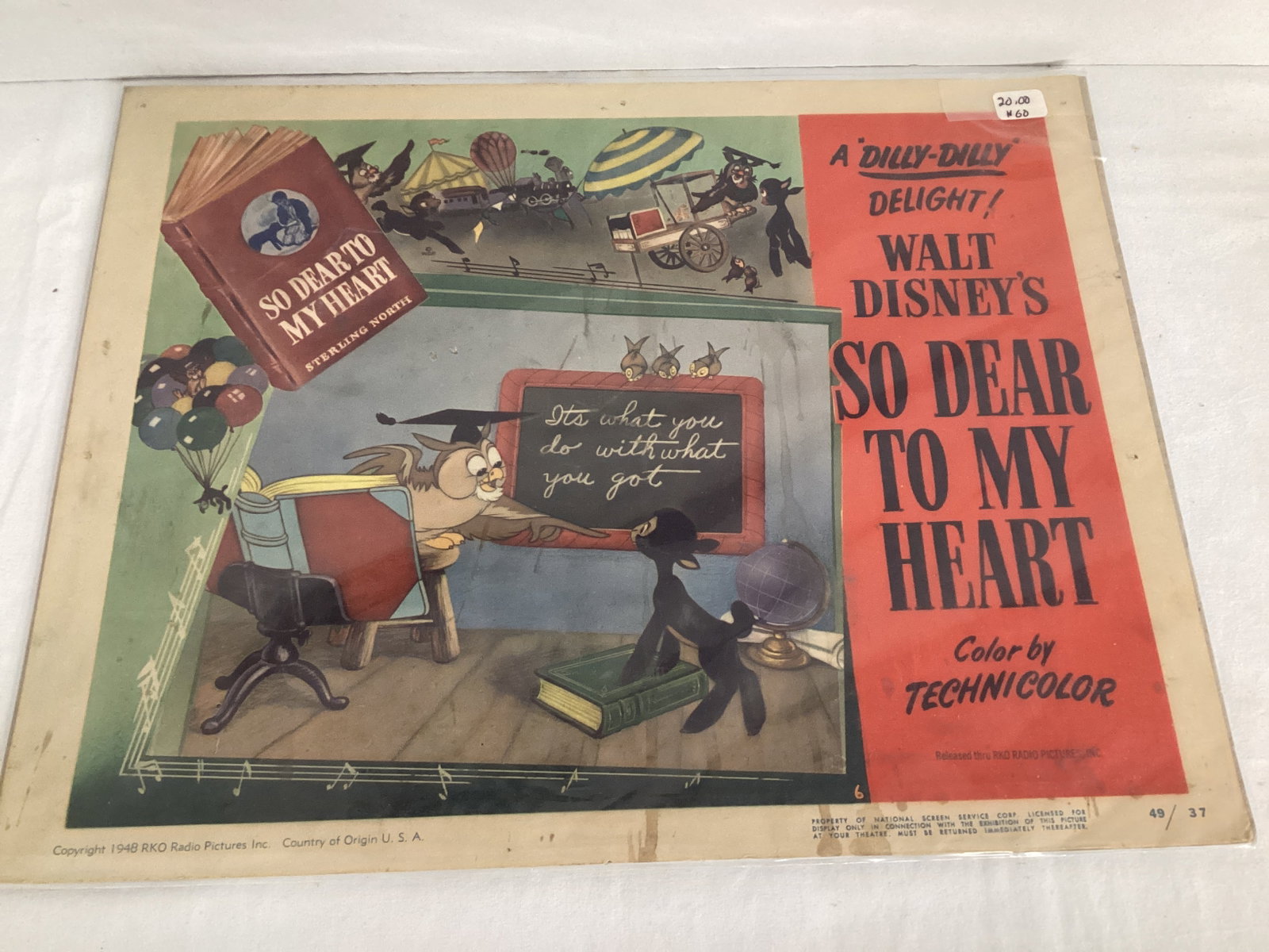1948 Walt Disney So Dear to My Heart Lobby Card: 14"' w x 11" h