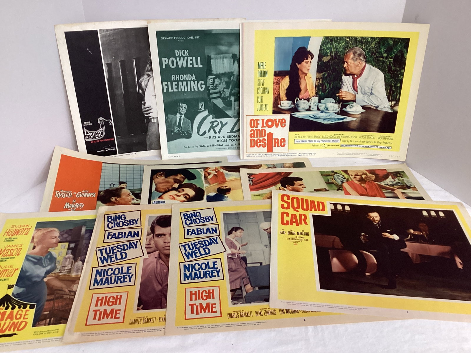 1960s Movies Lobby Cards: 14" w x 11" h, see photos and preview for included titles