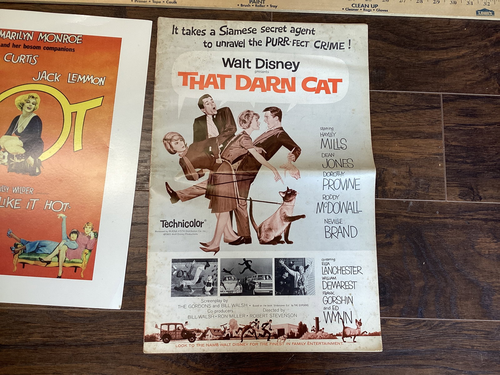 Two 1947 Fear in the Night Posters, Some Like it Hot Reprint Poster, That Darn Cat Magazine - 7