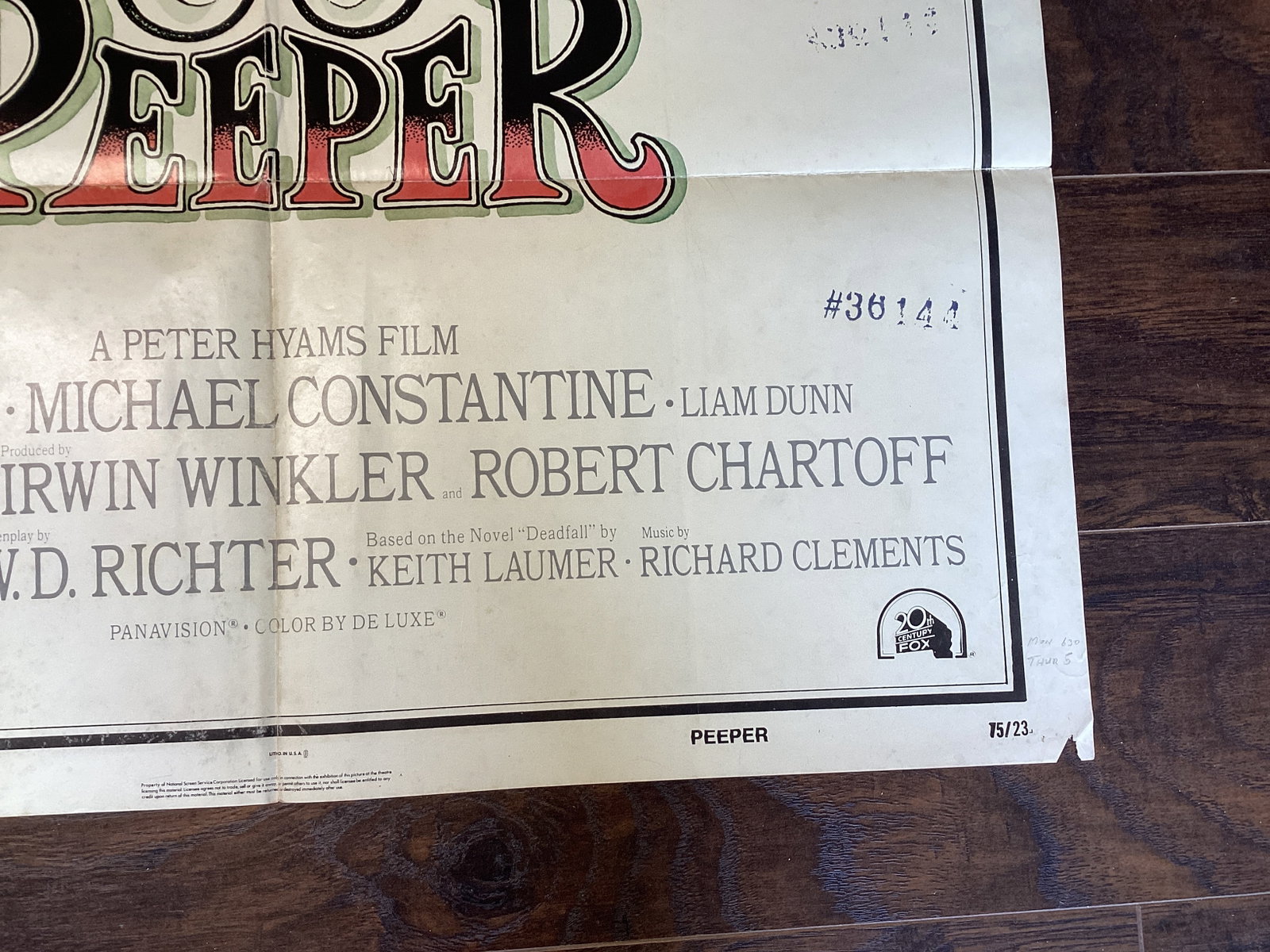 Folded "Peeper" Movie Poster - 10