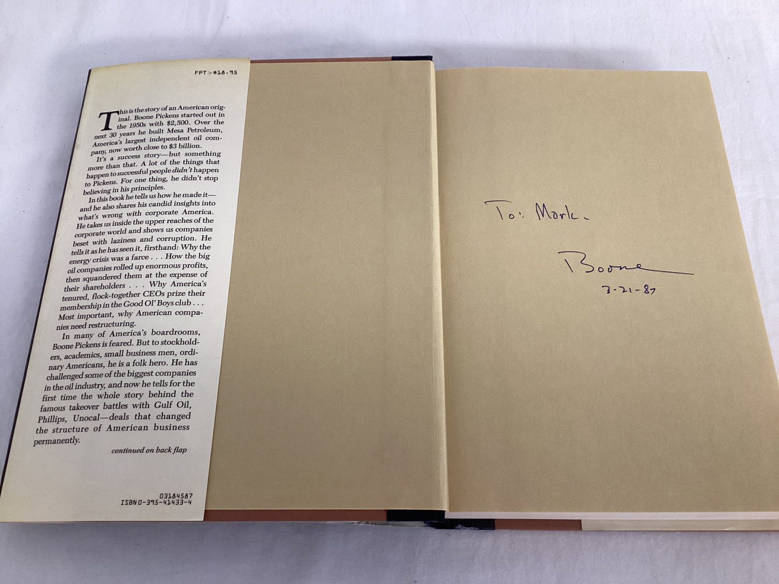Signed "Boone" by T. Boone Pickens Hardcover Book with Dustjacket - 2