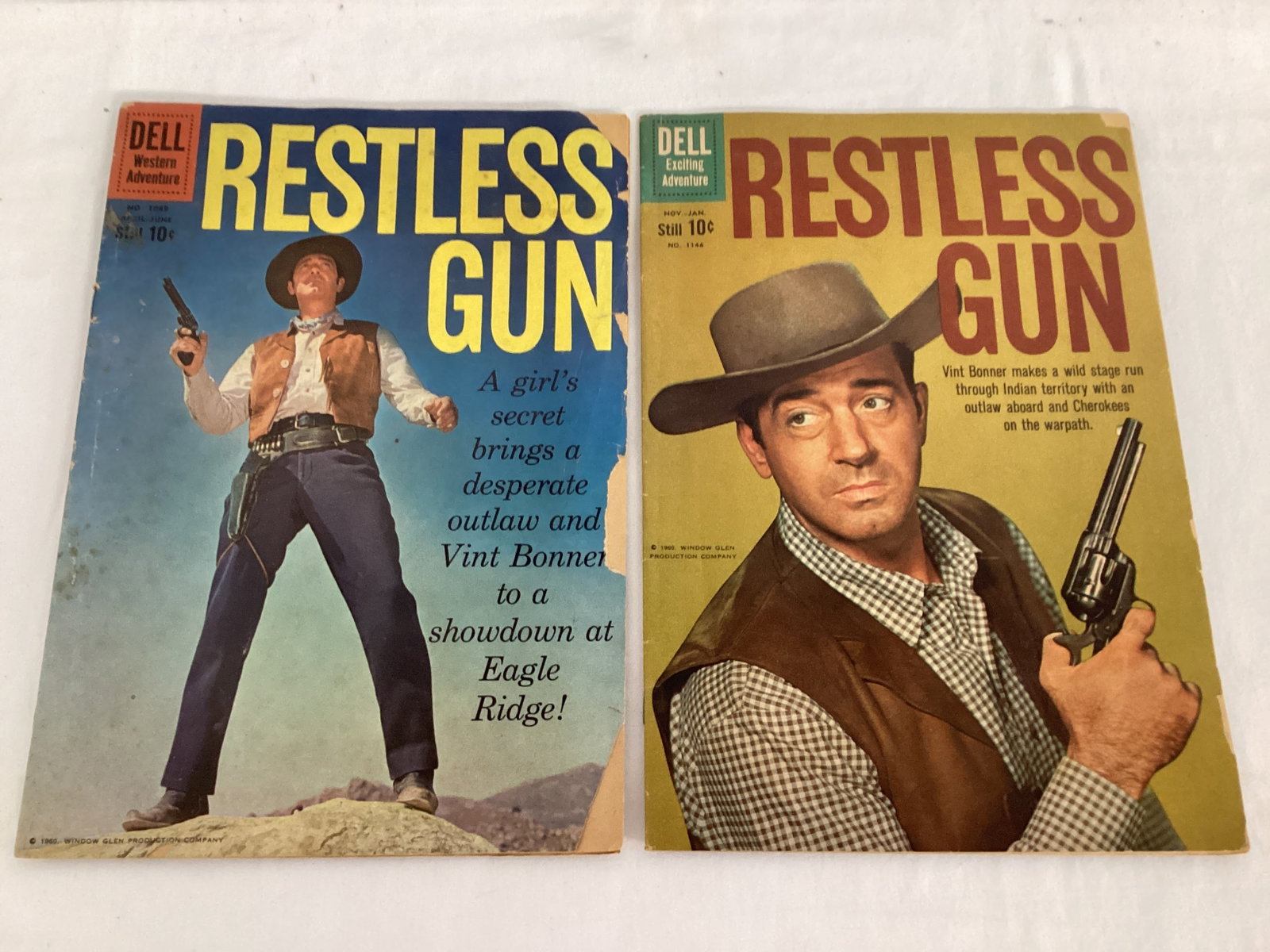 Dell Restless Gun 1089 and 1146 Western Adventure Comic Books: please preview for condition