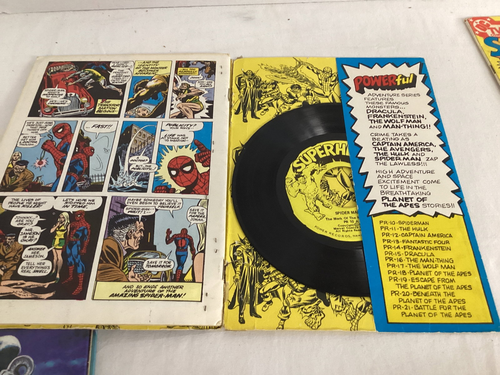 Masters of the Universe Book, Spider-Man Book & Record, Super Friends Comic Book - 7