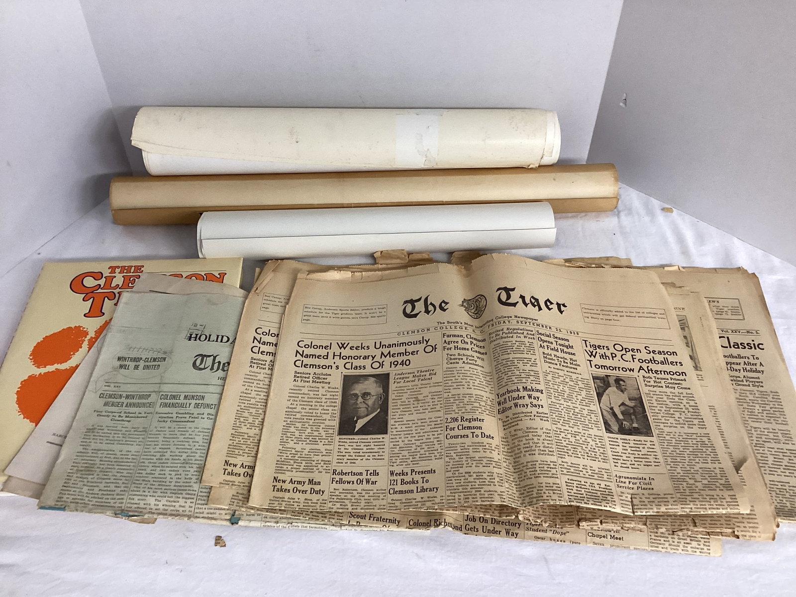 1930s Clemson College Newspapers, Clemson Book, and Posters: .