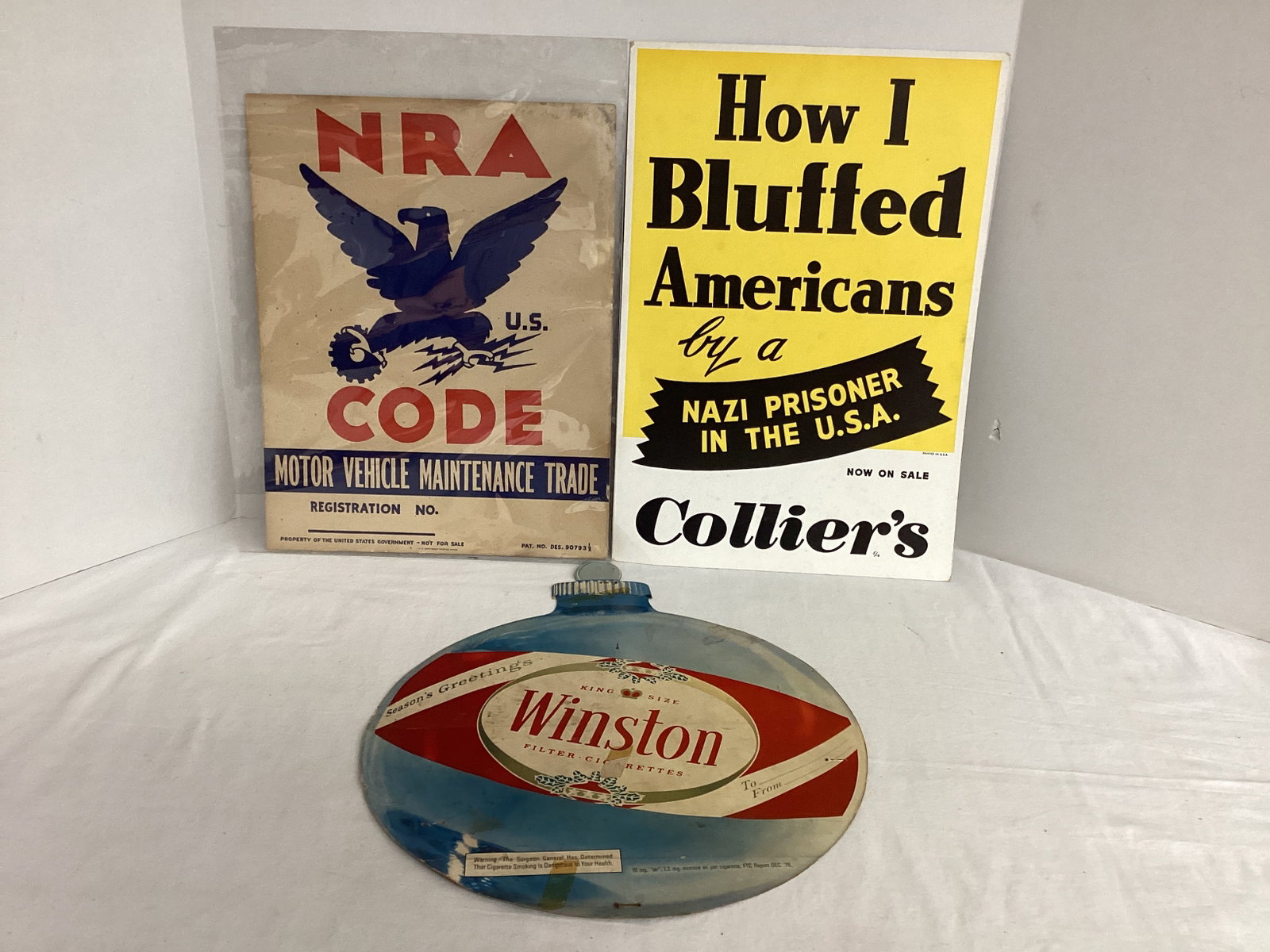 Three Cardboard Signs: .