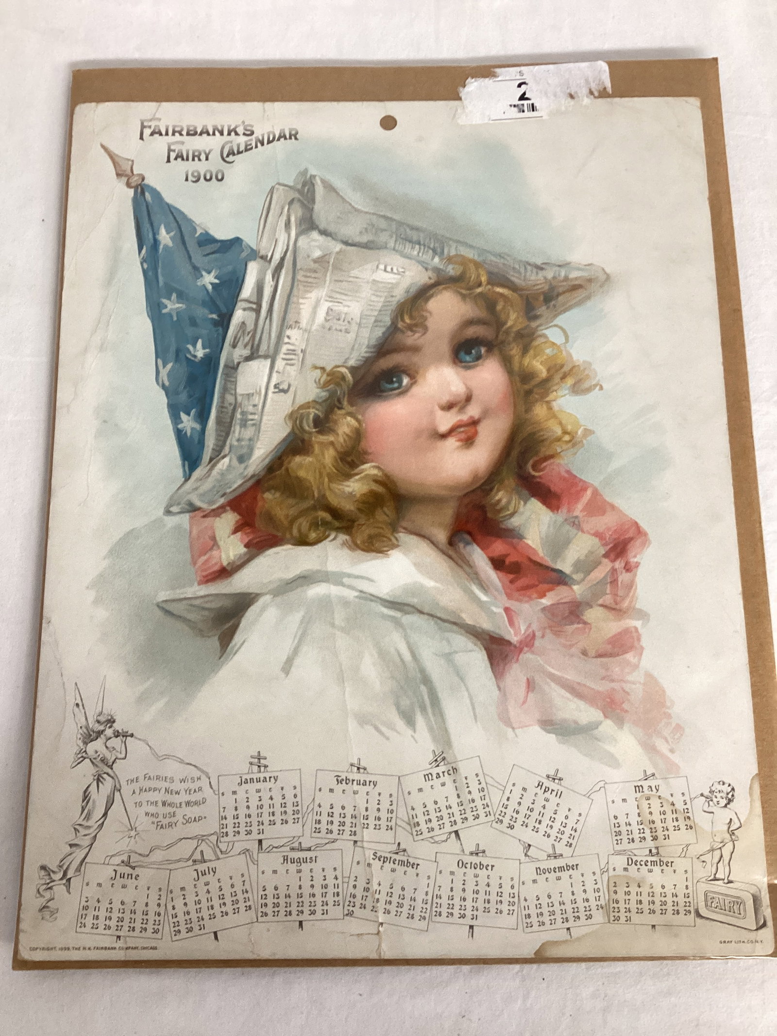 1900 Fairbanks Fairy Calendar Page: 10" x 12 3/4"