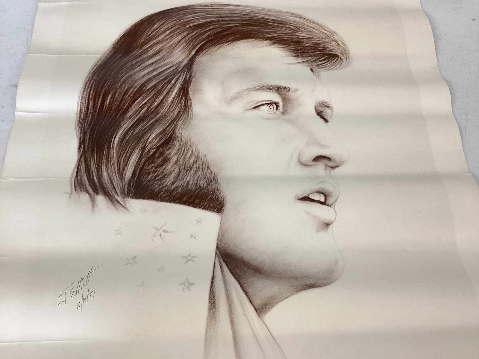 Signed J. Elliott "He Touched Me" Elvis Portrait - 2