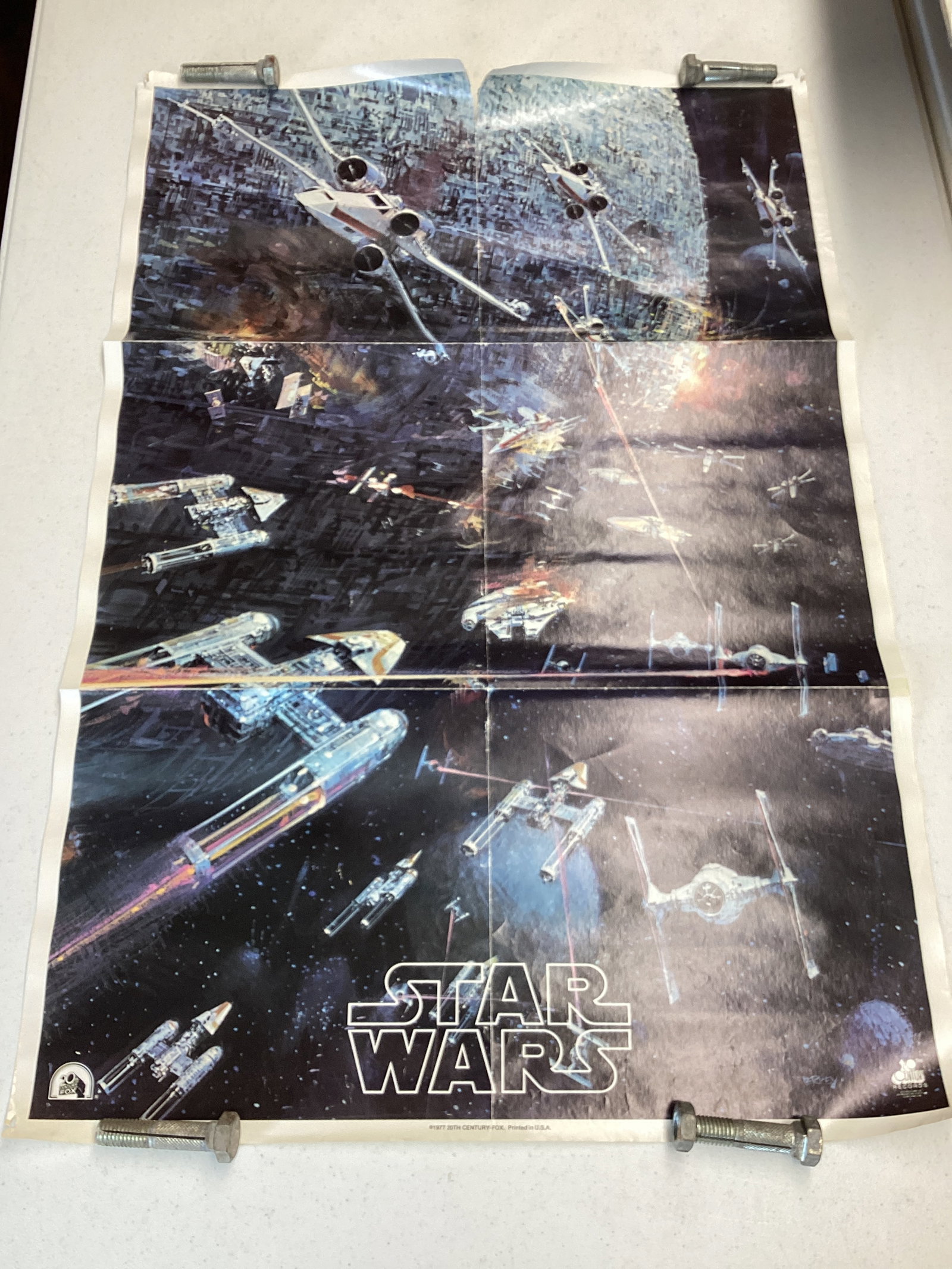 1977 Star Wars LP Soundtrack Poster Insert: no soundtrack, just the poster, 22" w x 32 1/4" h, please preview and see photos for condition