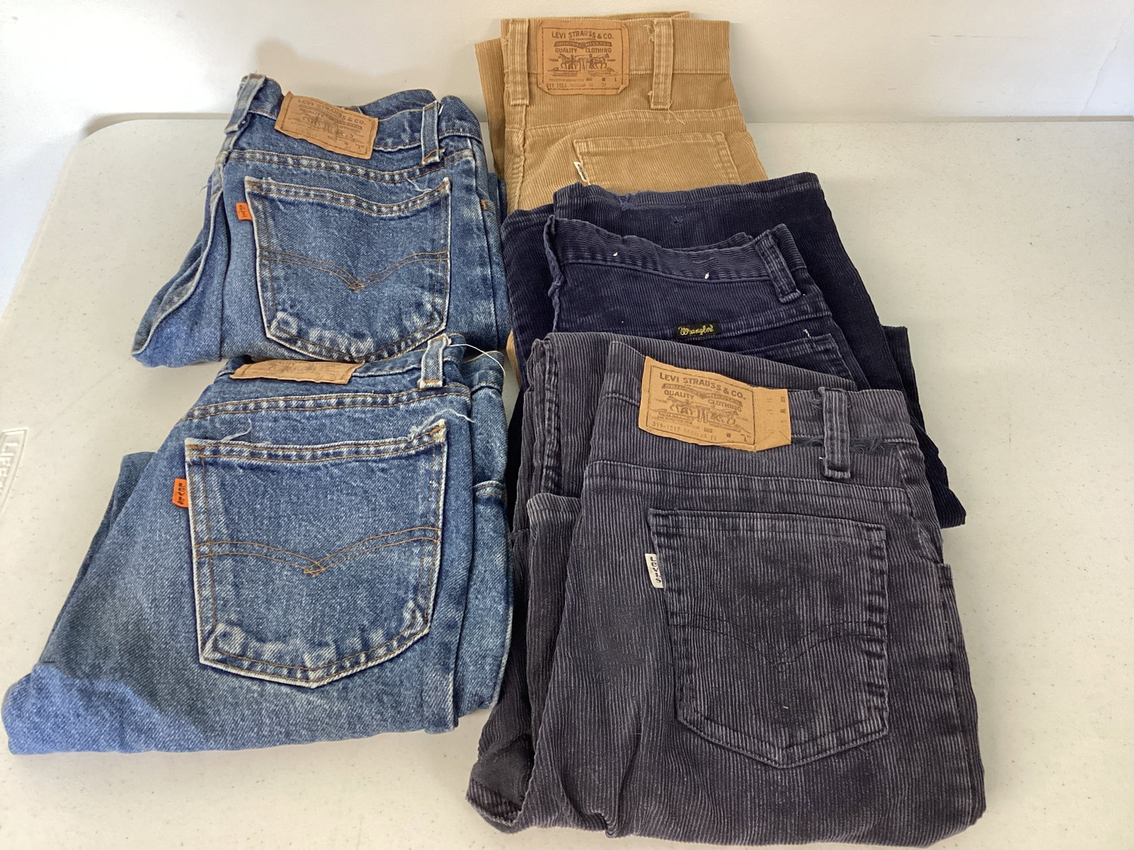 Levi's and Wrangler Jeans and Corduroys: size 14 (girls?), 27x23