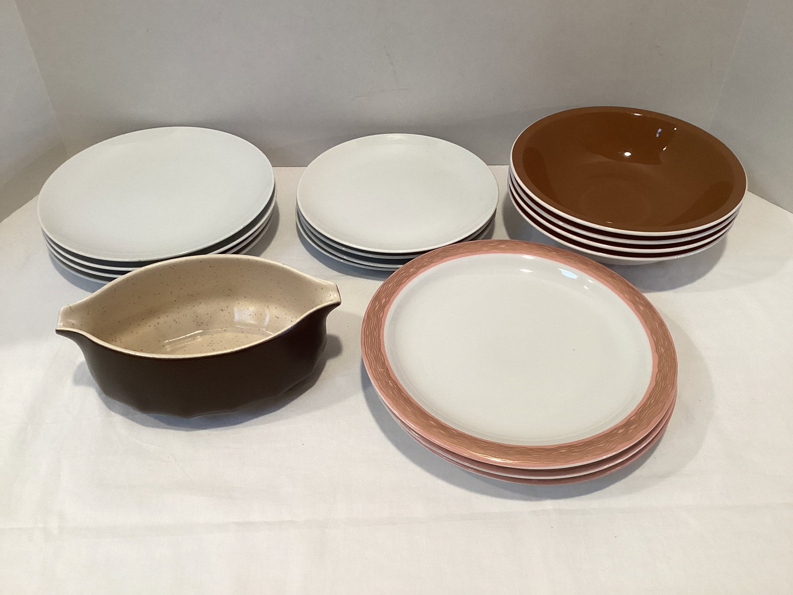 Mikasa Plates, Bowls, and Gravy Boat: .