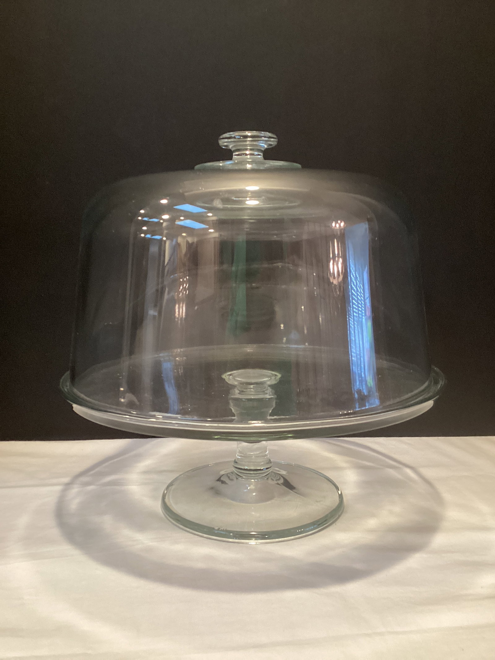 Pedestal Cake Plate with Tall Dome: 11 1/2" h, 12" diameter
