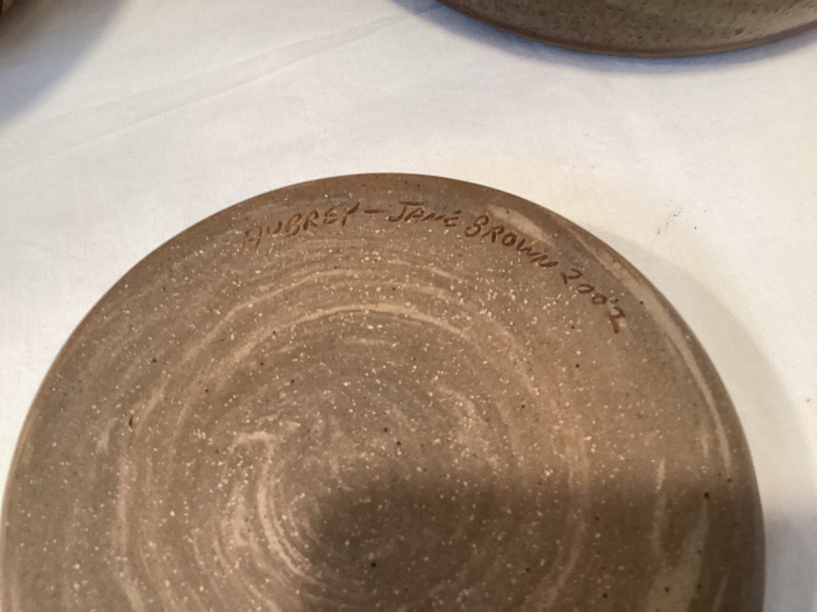 Signed Pottery Spoon Rest, Batter Bowl, and Baking Pan - 3