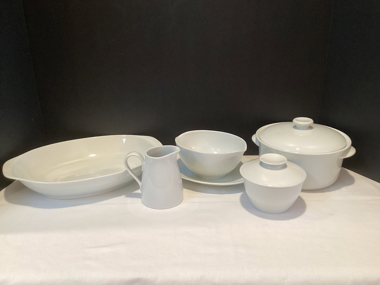 Noritake Cook'n Serve Angela Baking Dish, Serving Bowl, Creamer, Sugar, and Gravy Boat: made in Japan