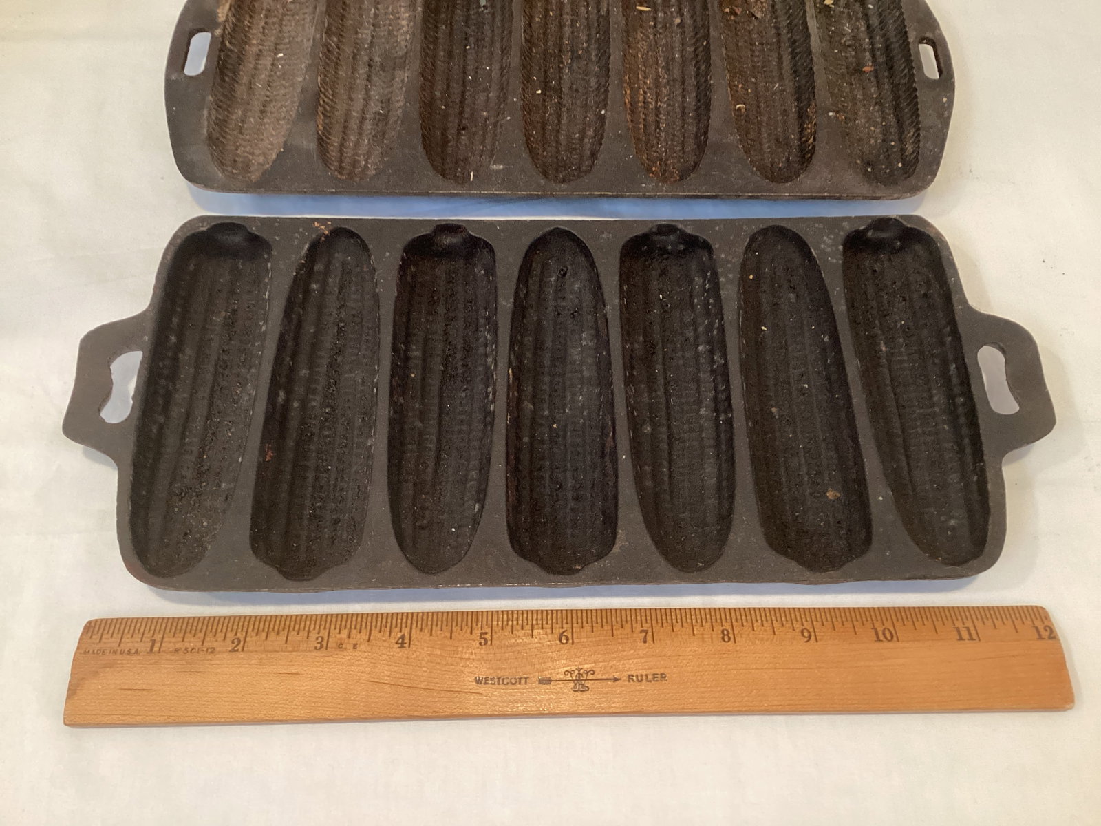 Two Cast Iron Cornbread Corn Stick Pans - 2