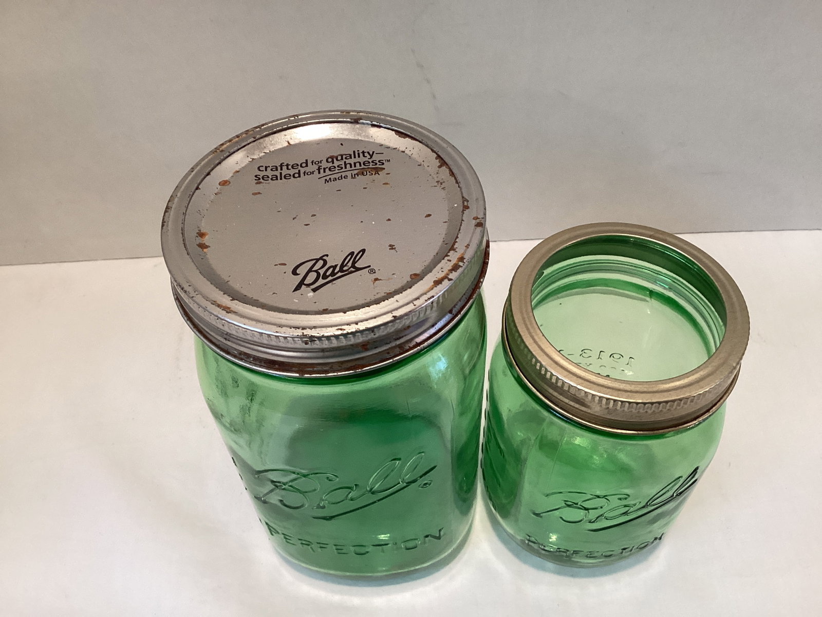 Green Glass Ball Mason Jars - 2