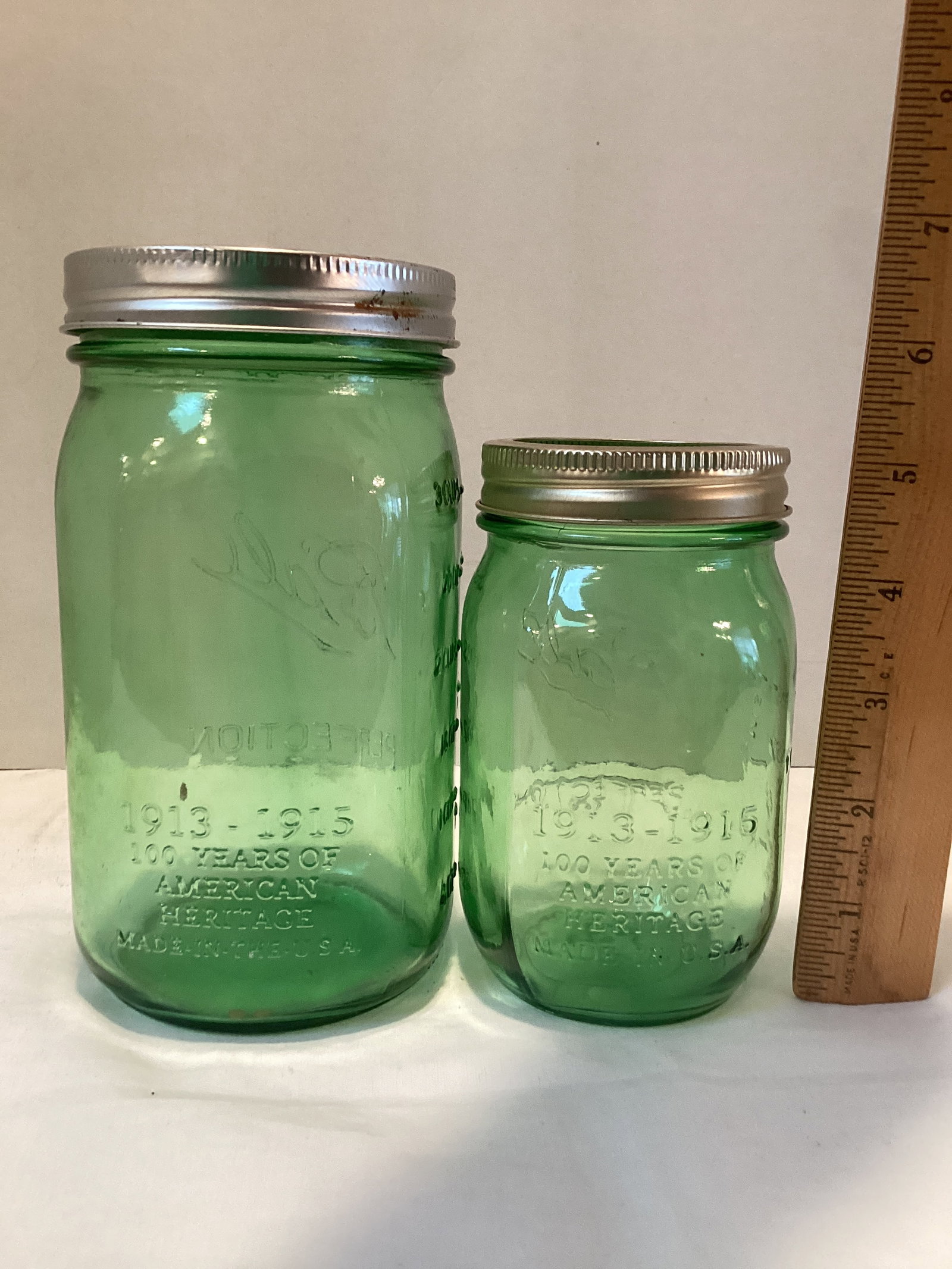 Green Glass Ball Mason Jars - 3