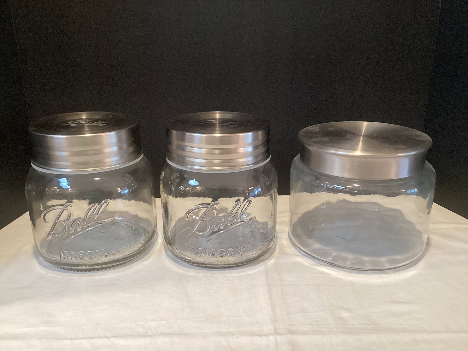 Three Glass Kitchen Storage Jars with Metal Lids (1 of 6)
