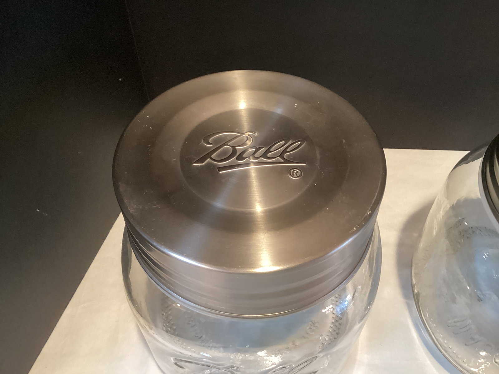 Three Glass Kitchen Storage Jars with Metal Lids - 3