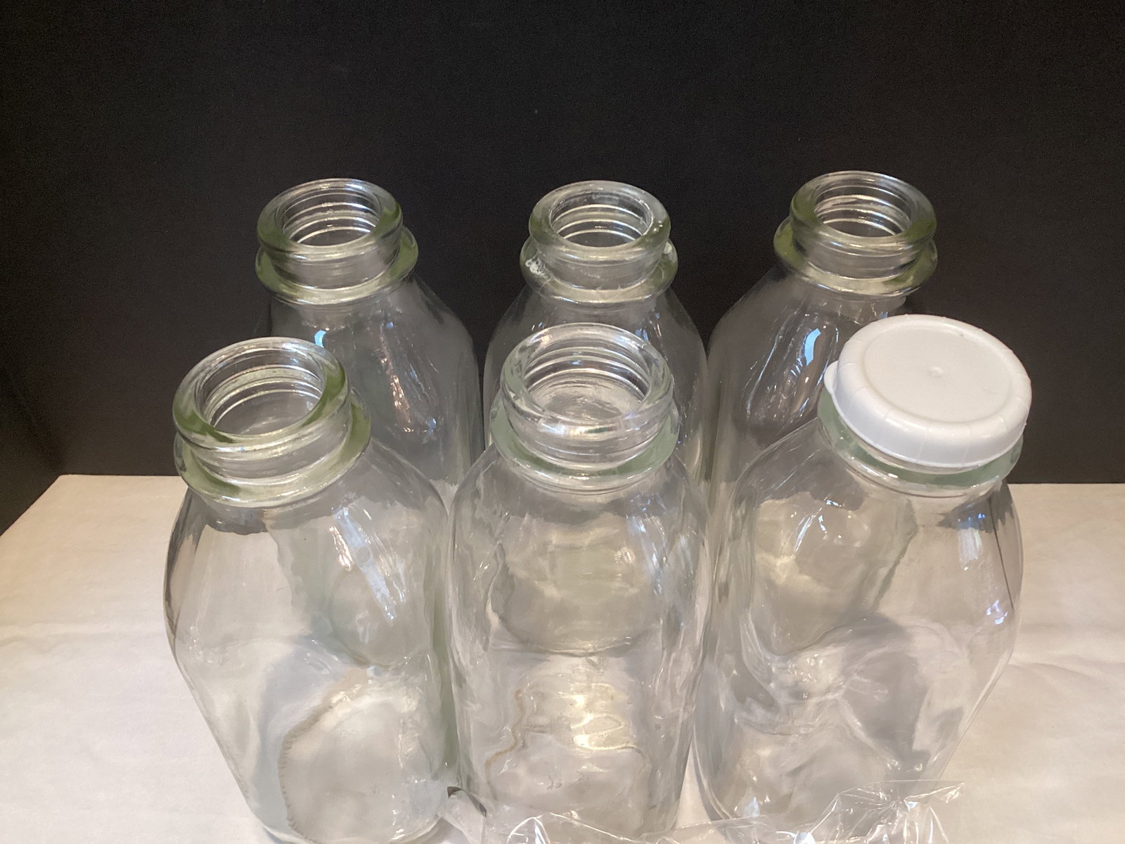 Six Glass Milk Bottles with Caps - 3