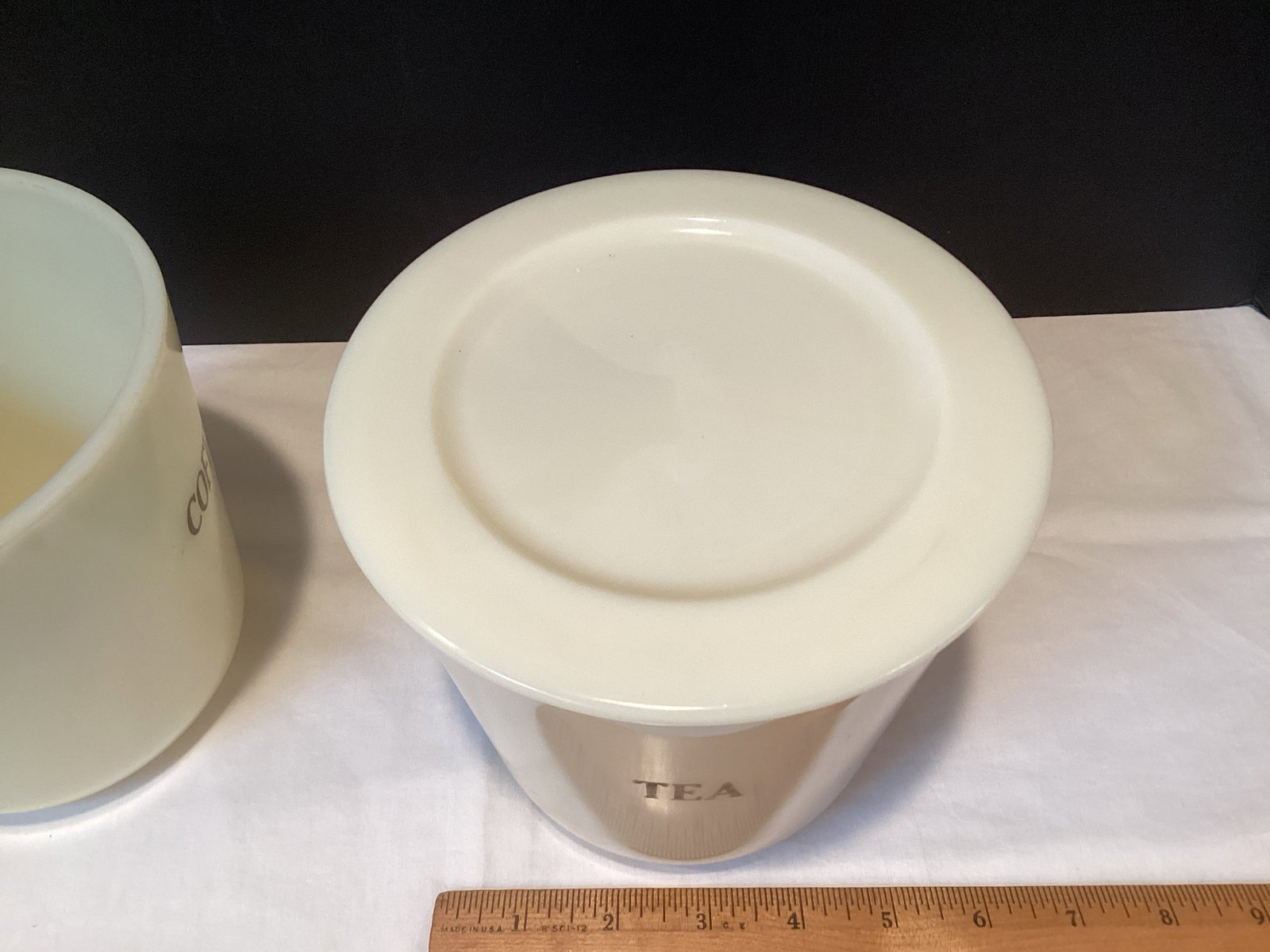 McKee Custard Glass Coffee and Tea Canisters - 7