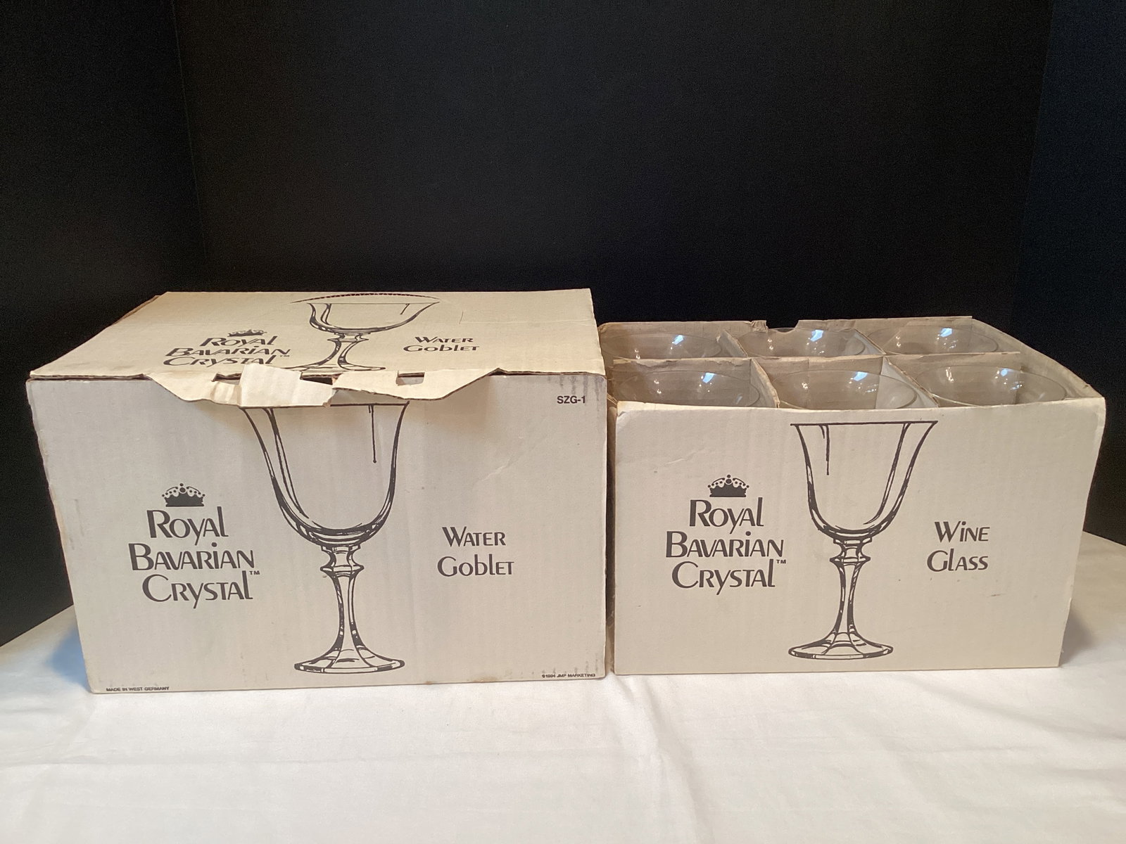 Royal Bavarian Crystal Wine Glasses and Water Goblets: .