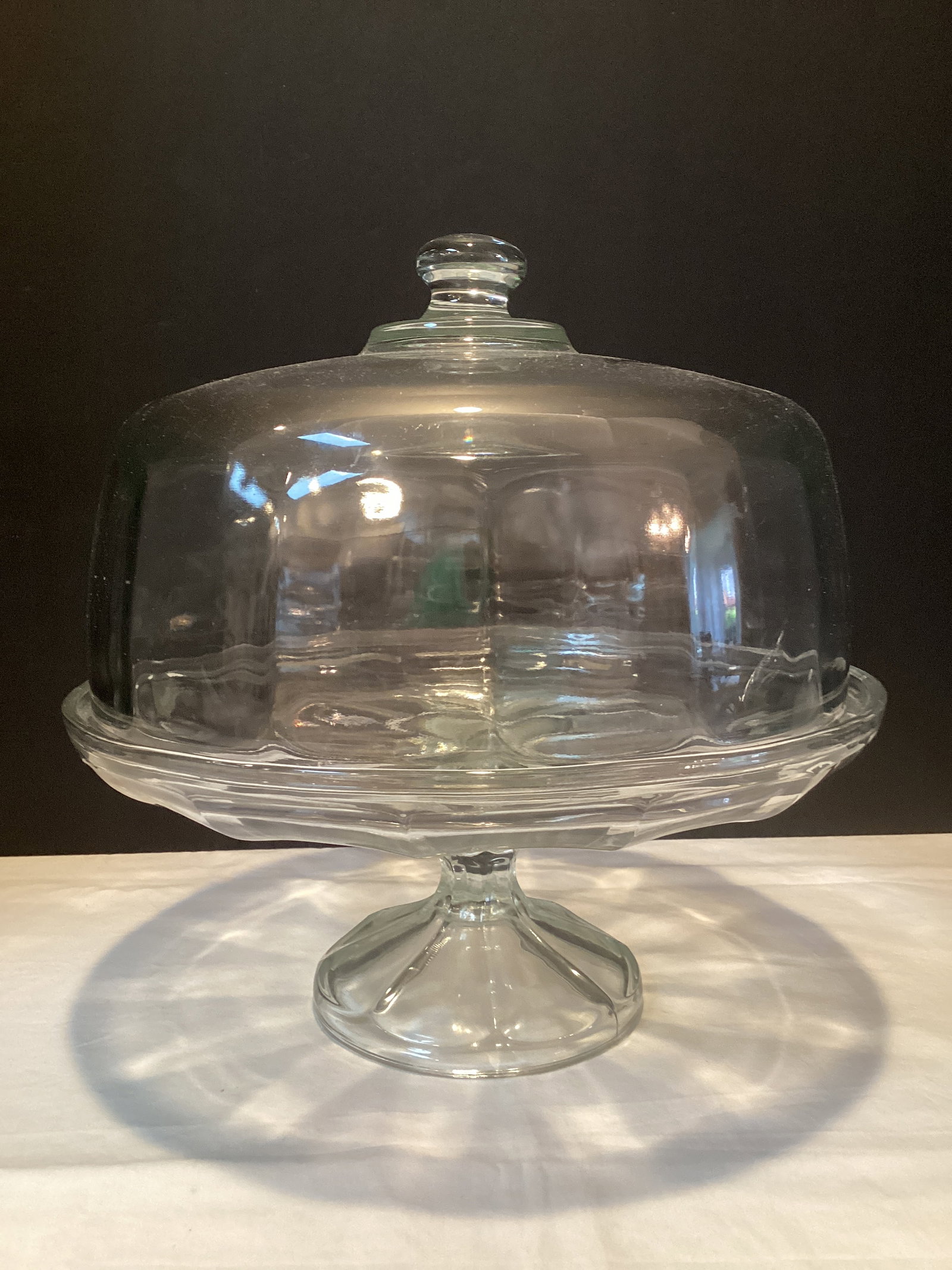 Pedestal Cake Plate with Dome: 11" h, 10 3/4" diameter