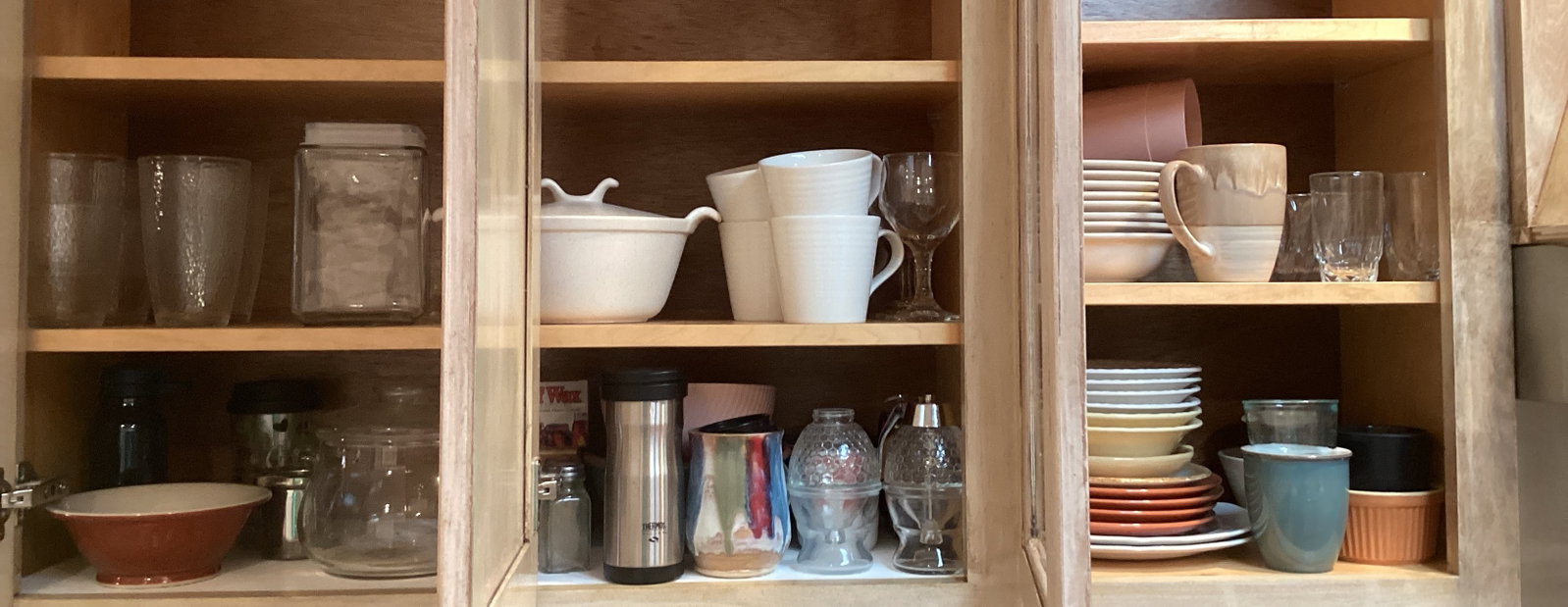 Kitchen Cabinet Contents - Plates, Glasses, and More: must take all, bring boxes, shipping unavailable for this lot