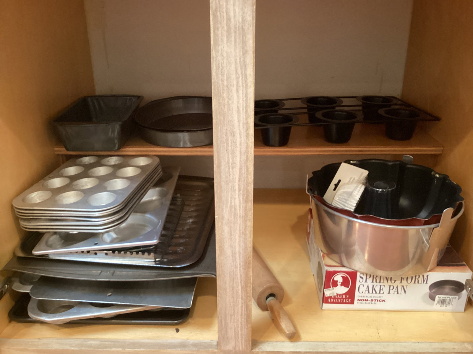 Kitchen Cabinet Contents - Baking Pans: must take all, bring boxes, shipping unavailable for this lot