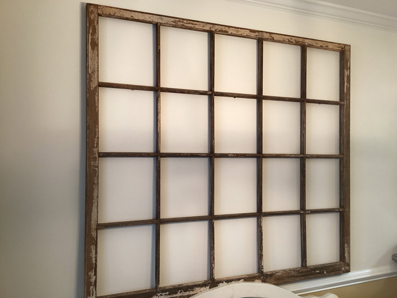 Antique Wood Window Frame: 80" x 53", shipping unavailable for this lot