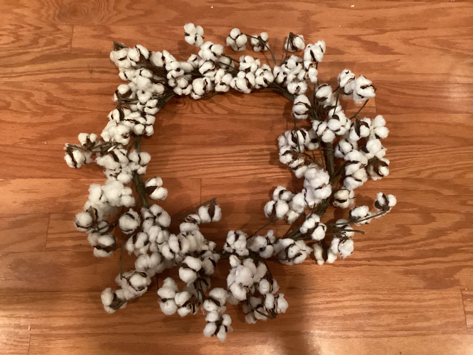 Cotton Wreath: 24" diameter
