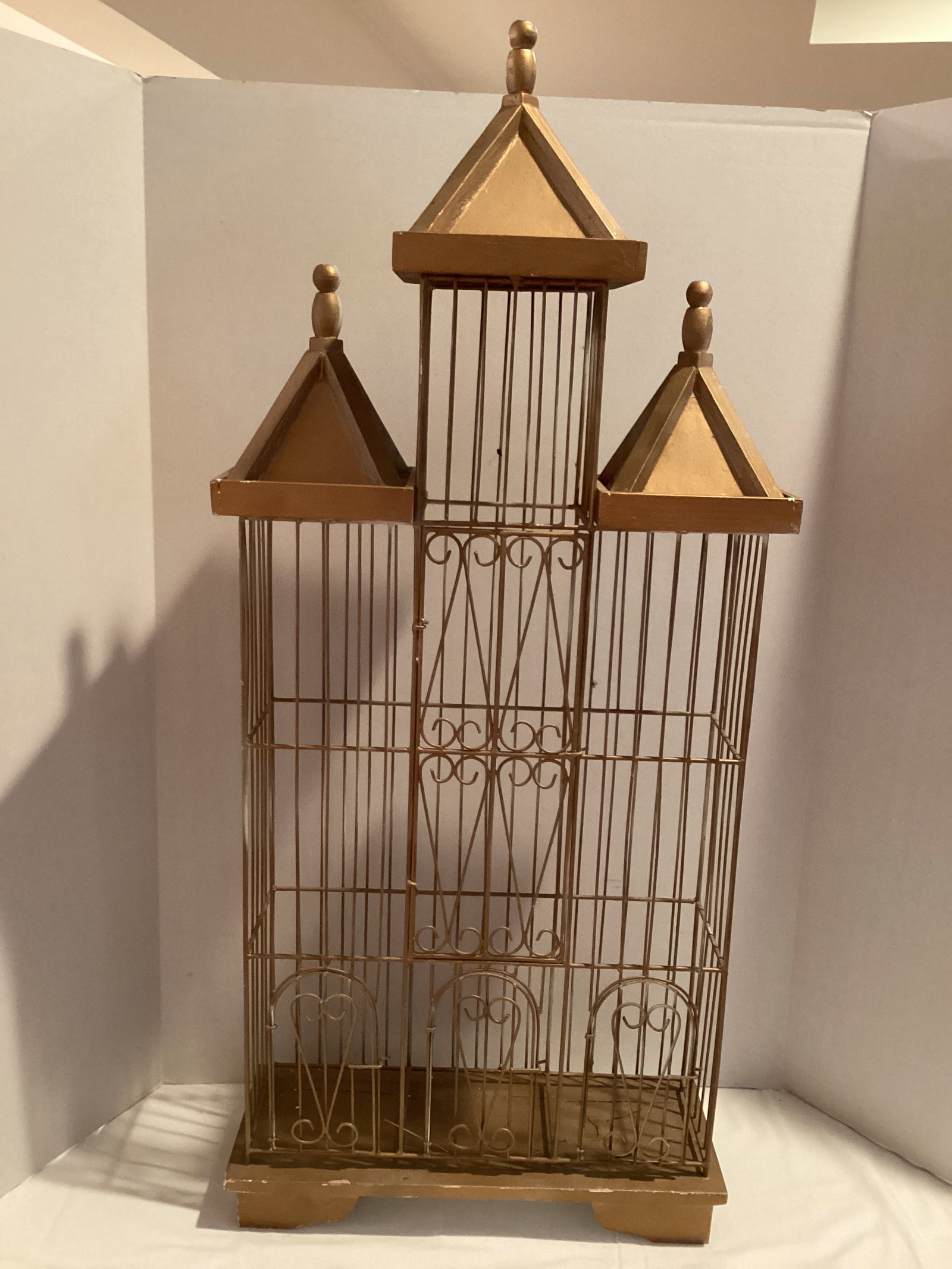 Decorative Birdcage: 16 1/4" w x 6 1/2" d x 37" h, shipping unavailable for this lot