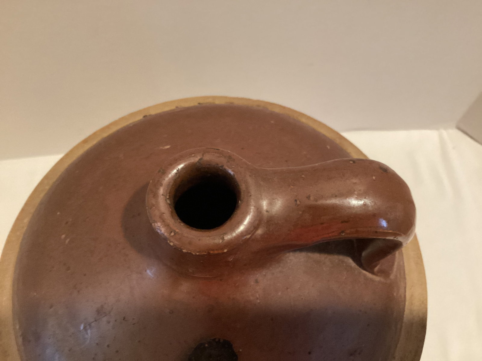 Antique Brown and Tan Glazed Stoneware Jug - 3