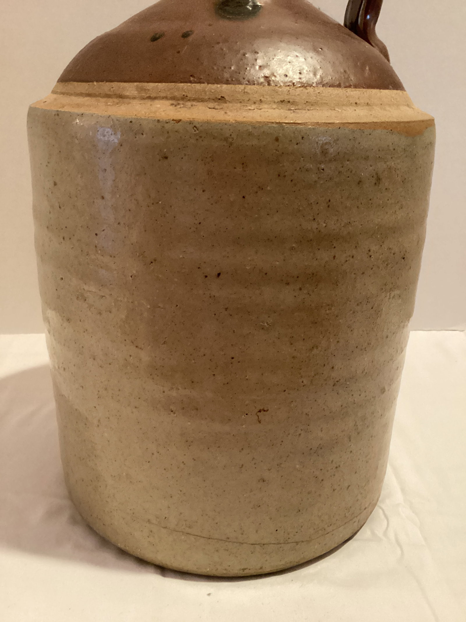 Antique Brown and Tan Glazed Stoneware Jug - 4