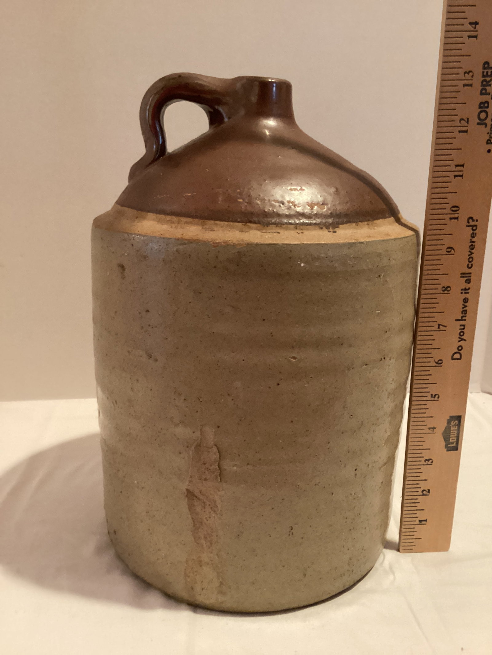 Antique Brown and Tan Glazed Stoneware Jug - 5