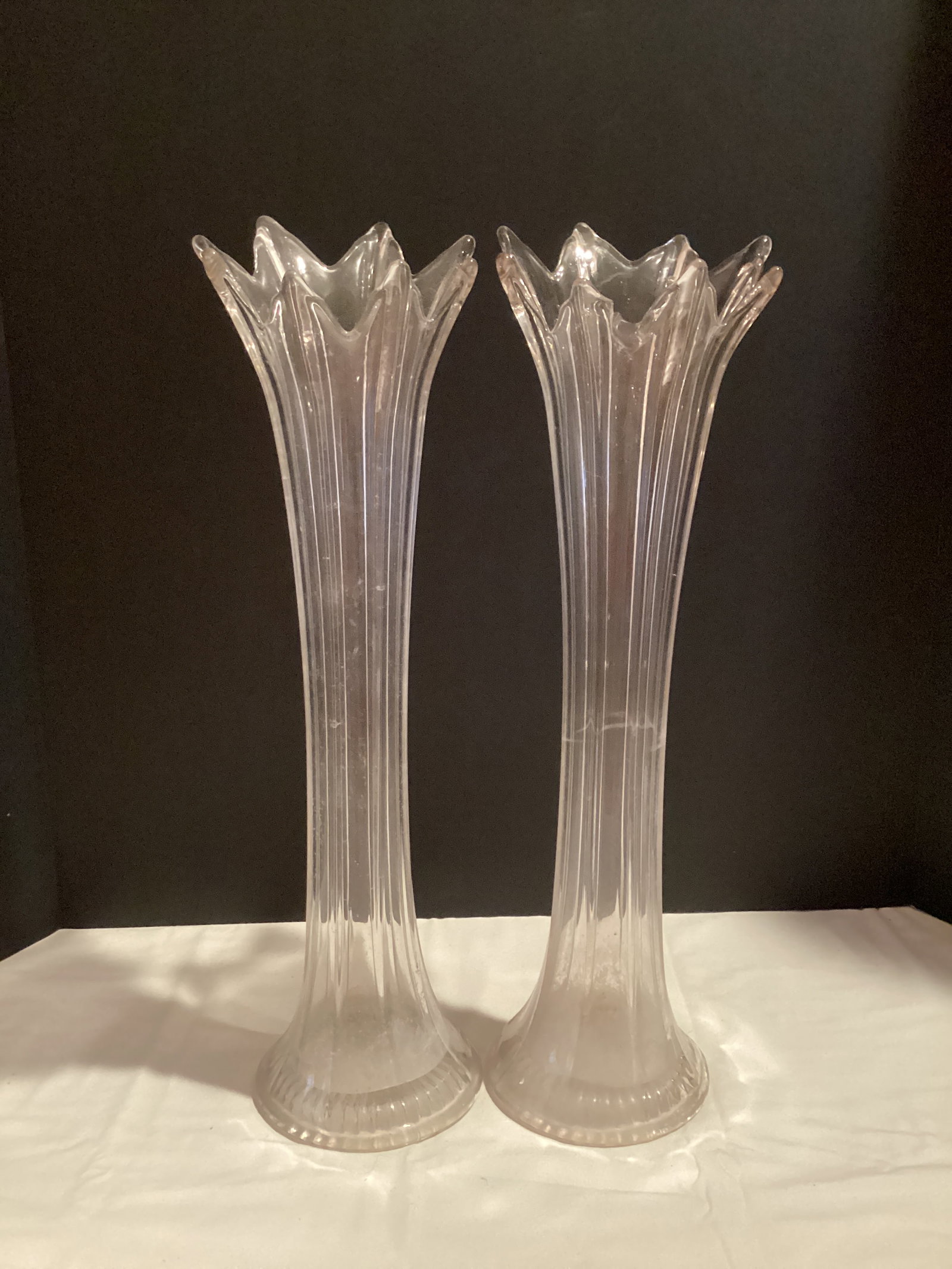 Two Tall Glass Flared Rim Vases (1 of 9)