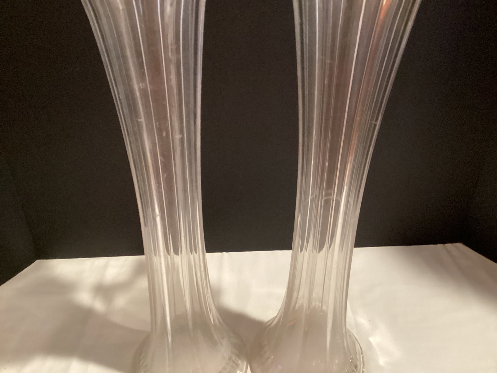 Two Tall Glass Flared Rim Vases - 3