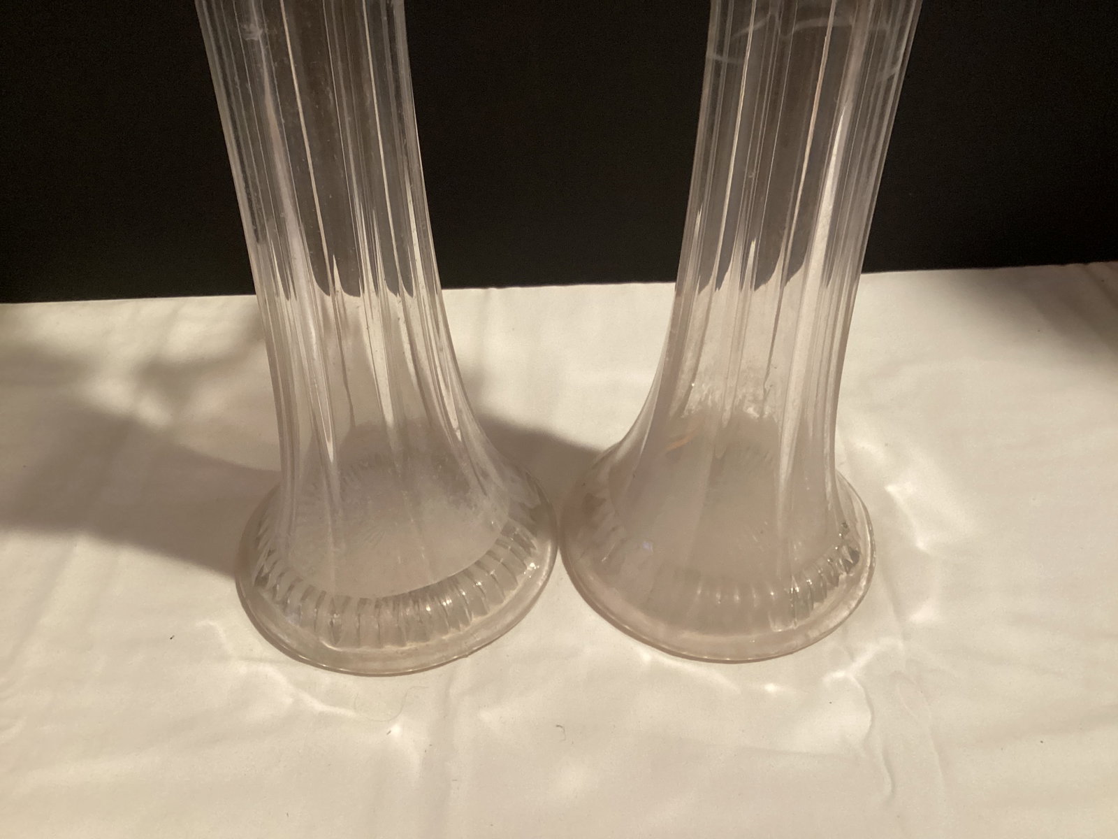 Two Tall Glass Flared Rim Vases - 4