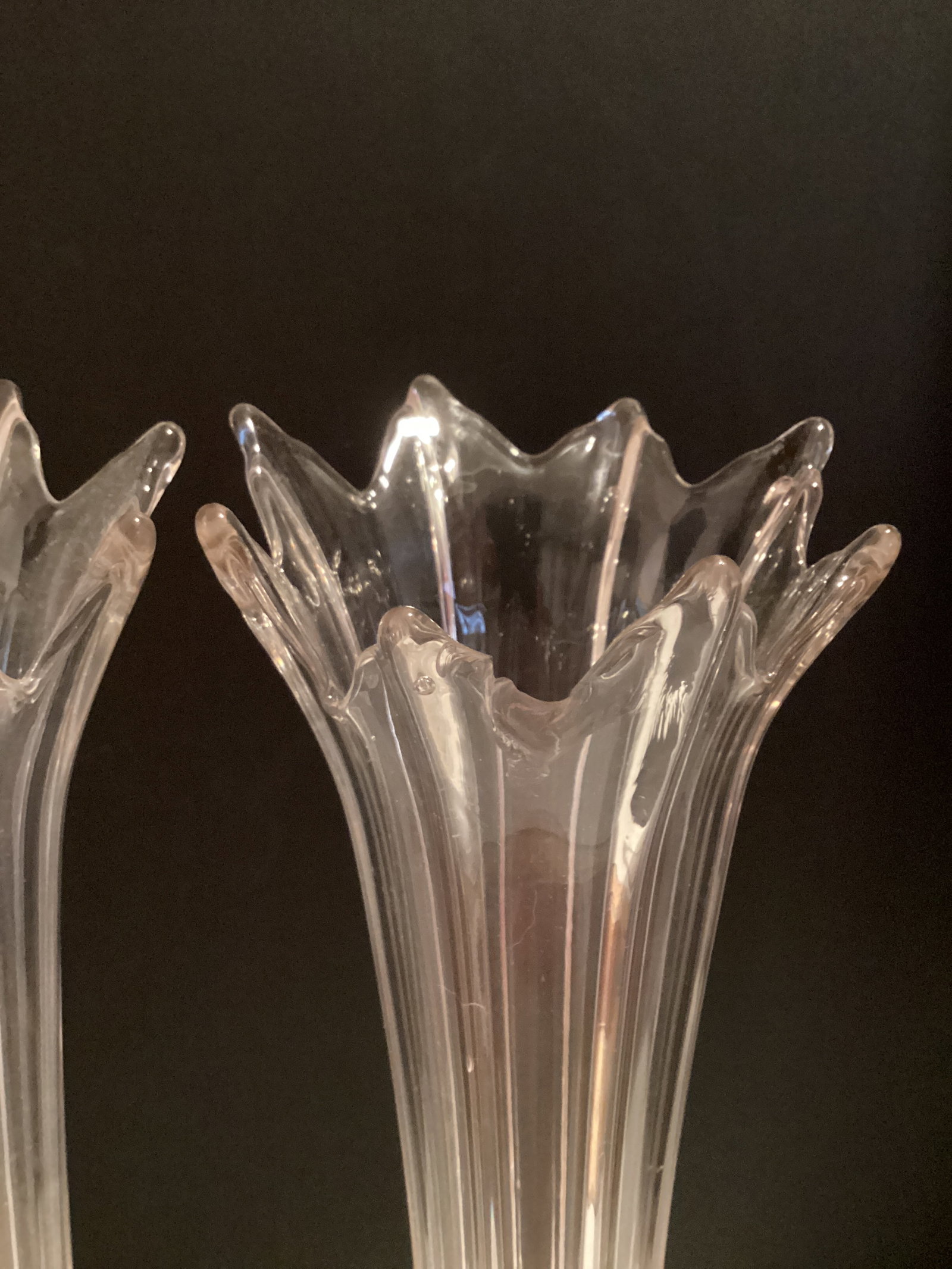 Two Tall Glass Flared Rim Vases - 6