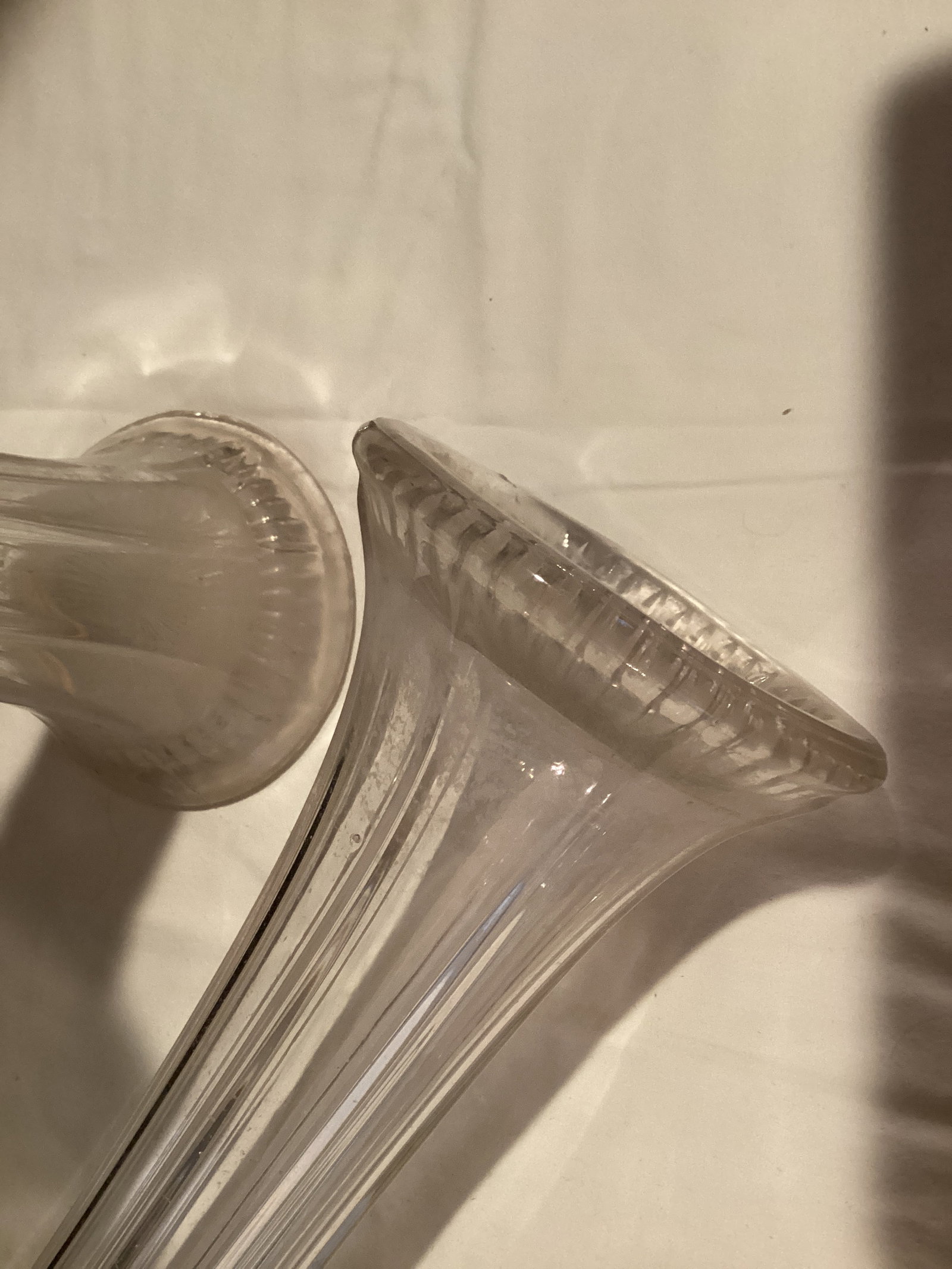 Two Tall Glass Flared Rim Vases - 7