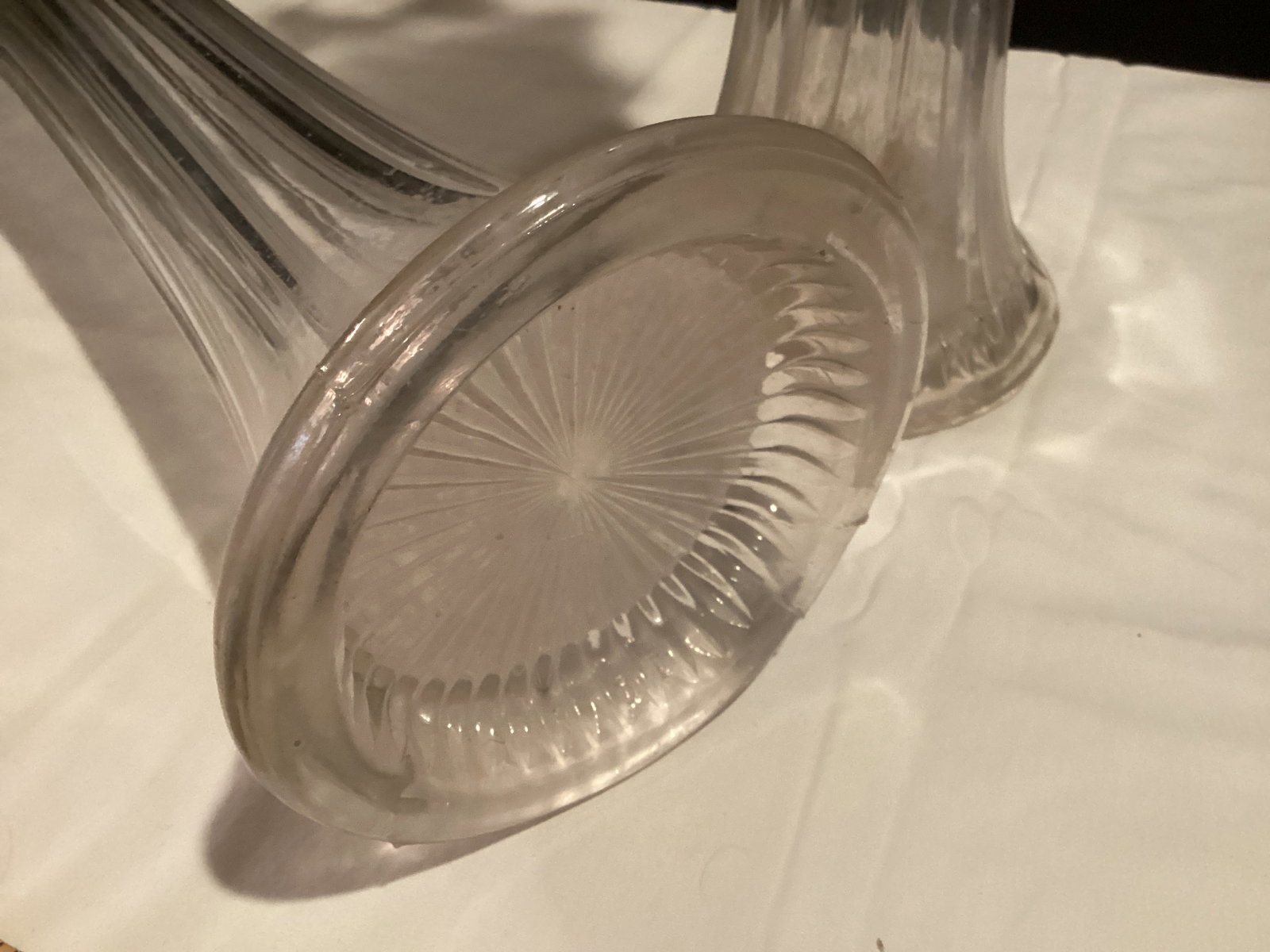 Two Tall Glass Flared Rim Vases - 8