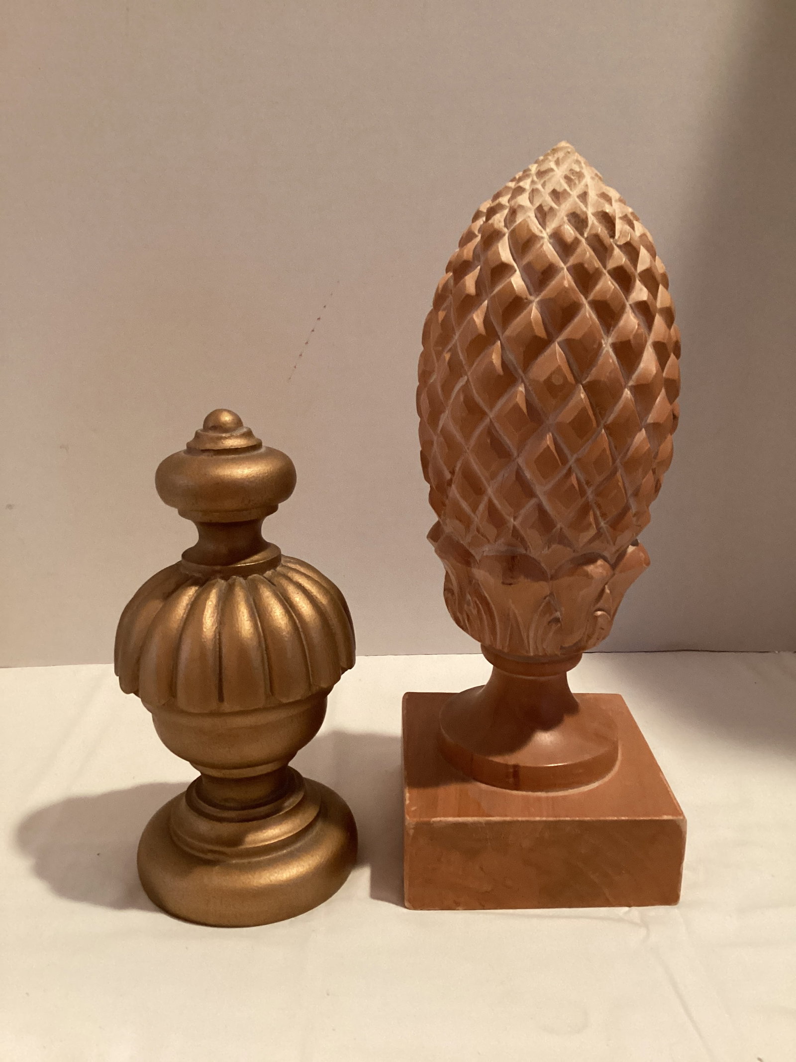 Two Decorative Finials: 8 1/2" and 13" h