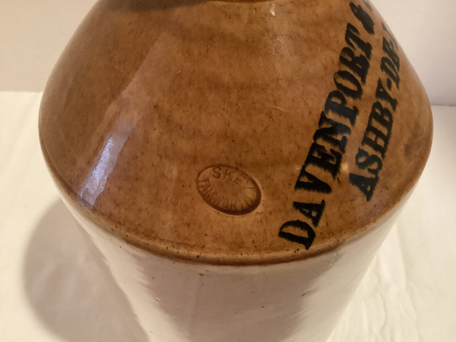 Vintage Davenport and Sons England Glazed Stoneware Whiskey Jug - 3