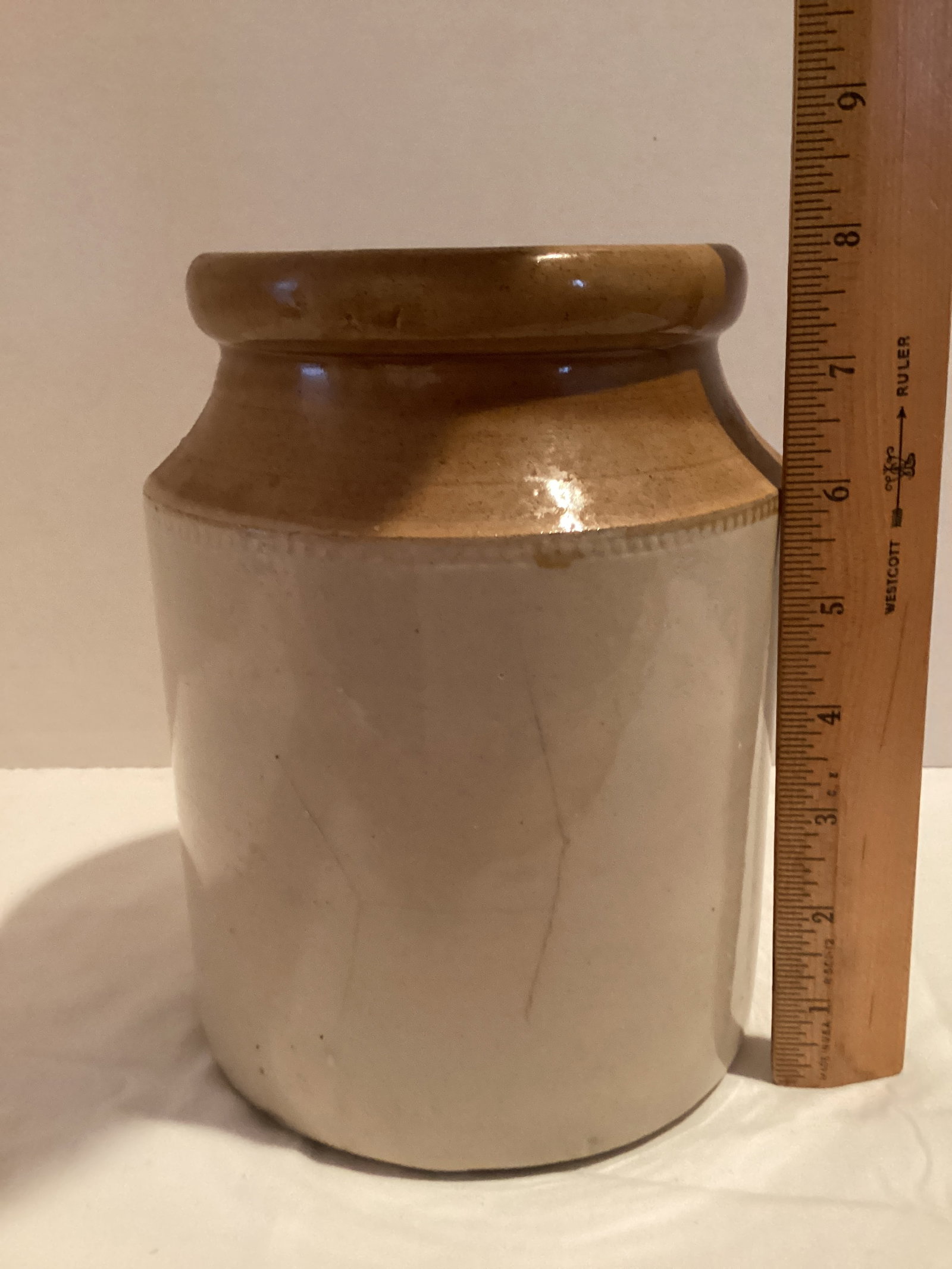 Vintage Glazed Stoneware Crock - 4