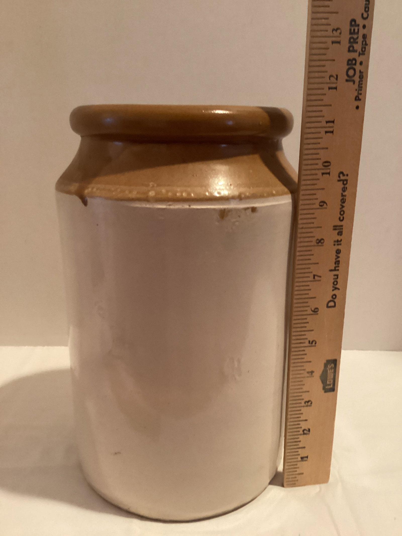 Vintage Tall Glazed Stoneware Crock - 3