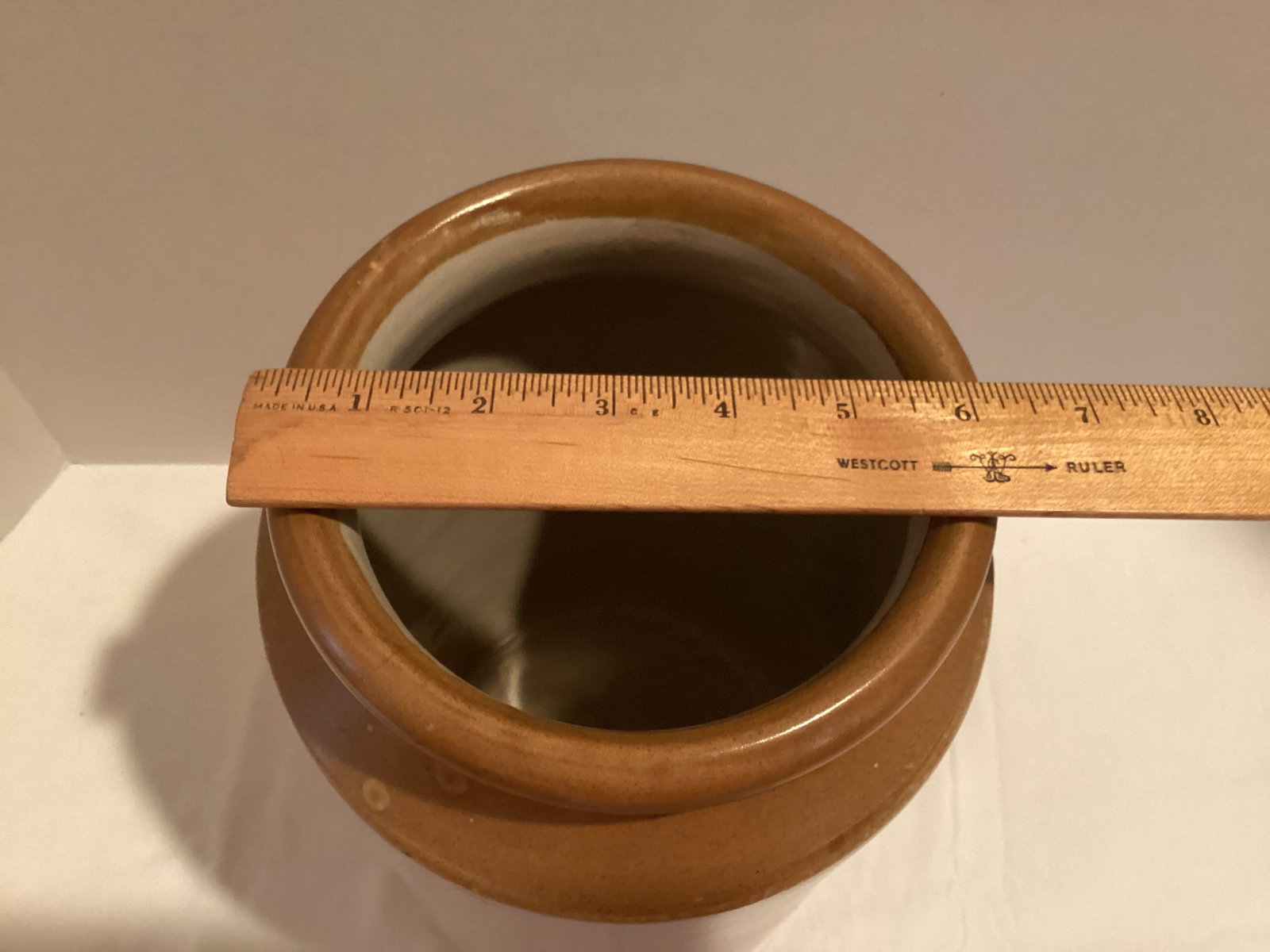 Vintage Tall Glazed Stoneware Crock - 5