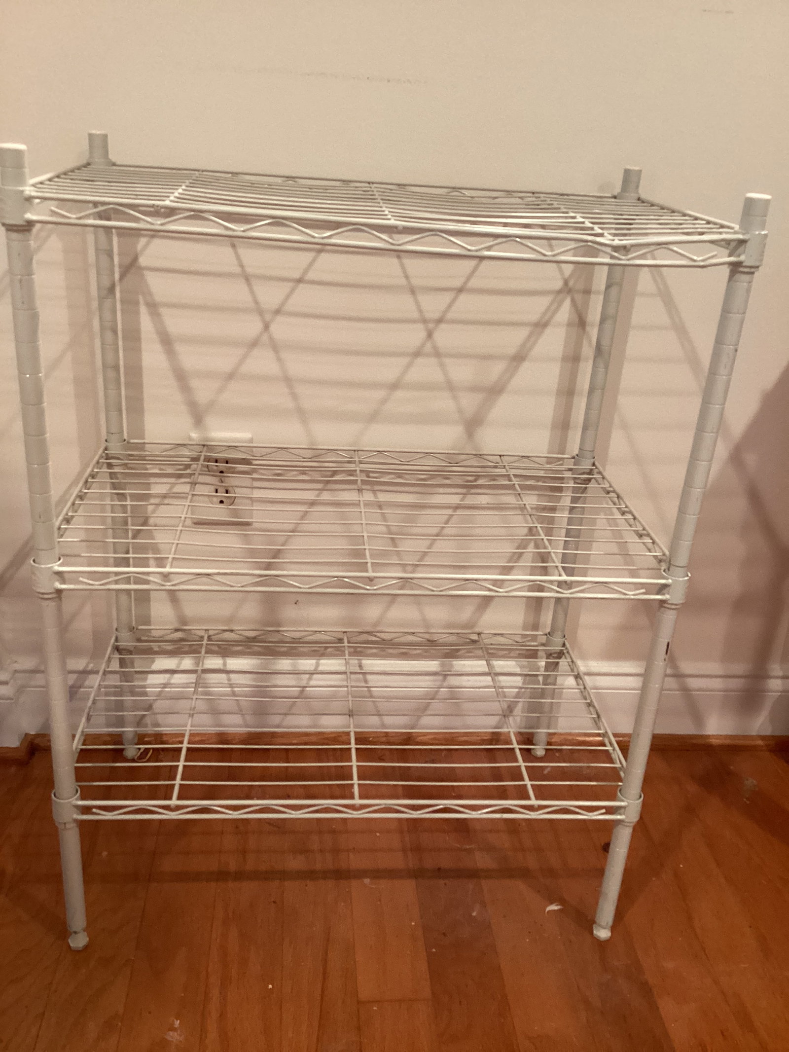 Three Tier Metal Shelf: 23 1/2" w x 13 1/2" x 31" h, shipping unavailable for this lot
