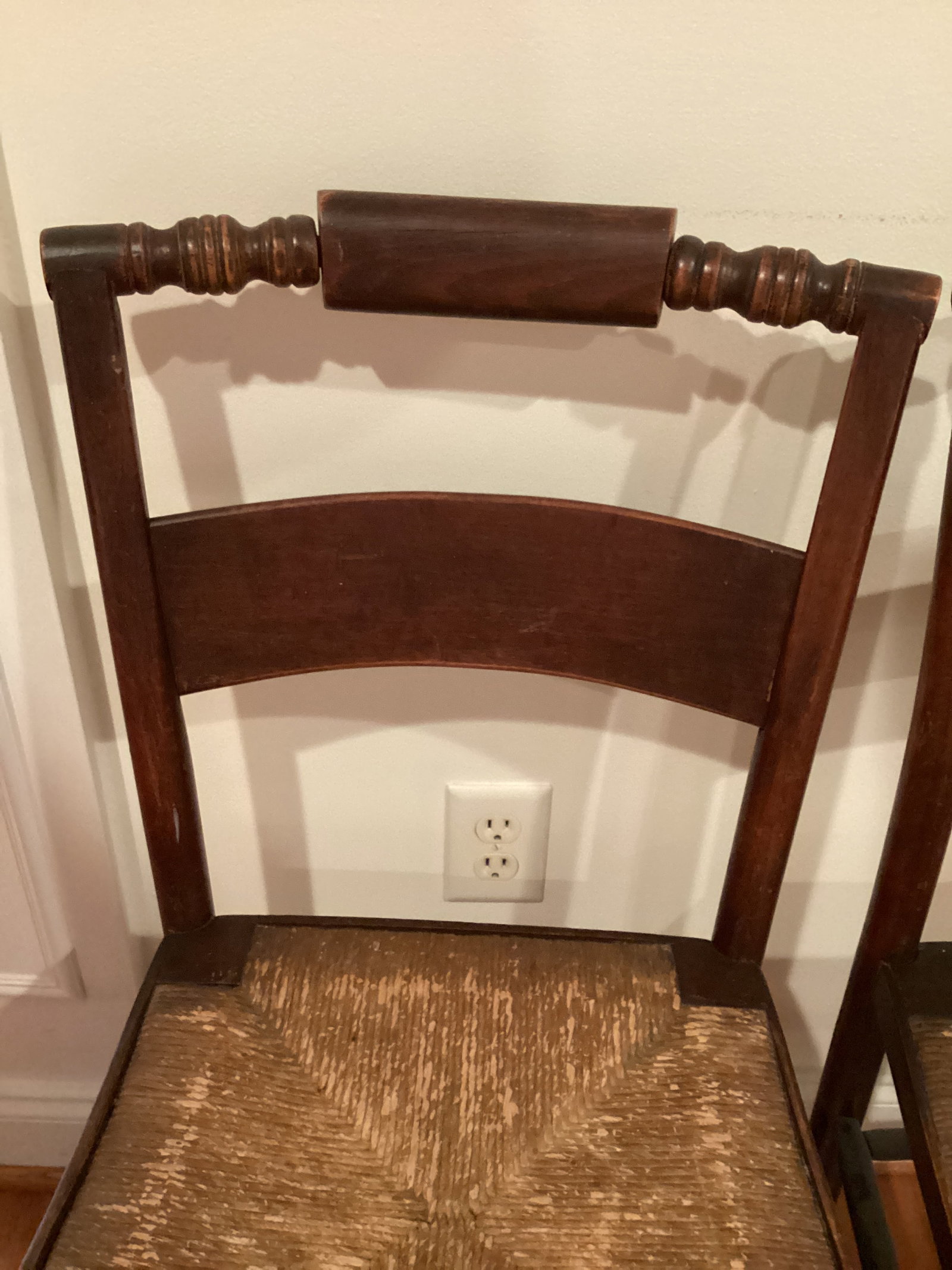Two Antique Dining Chairs with Woven Seats - 4