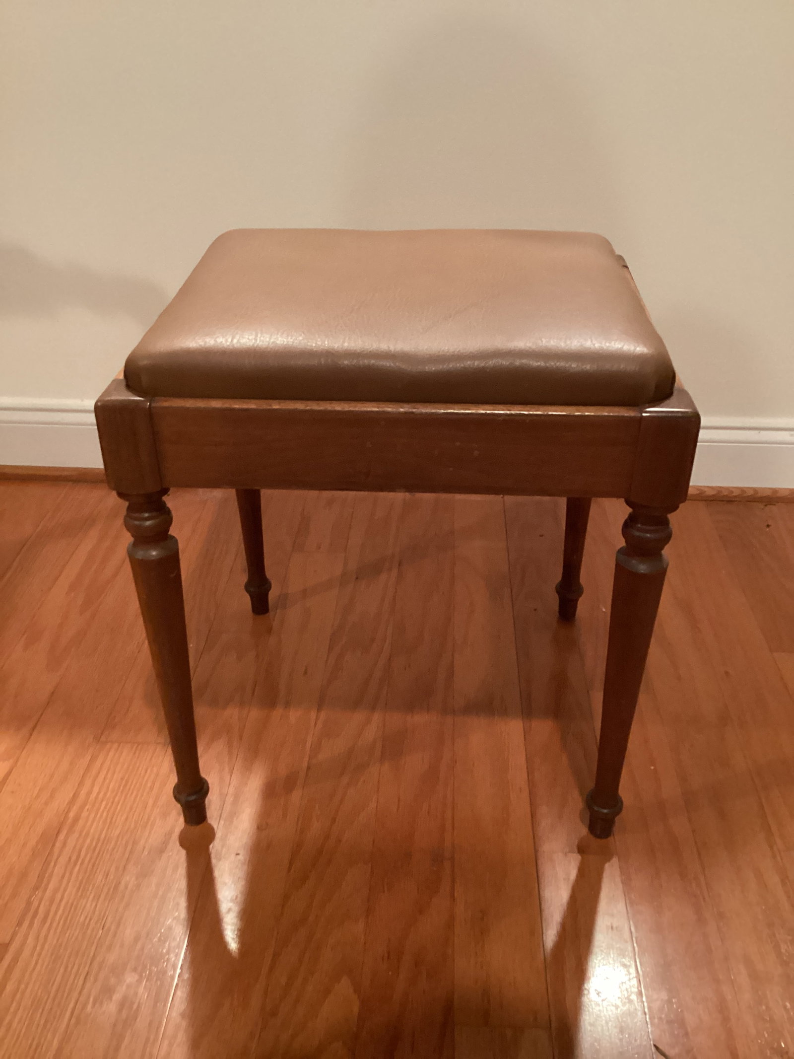 Vintage Sewing Stool with Upholstered Seat: storage under seat, 15" x 17" x 19" h, shipping unavailable for this lot